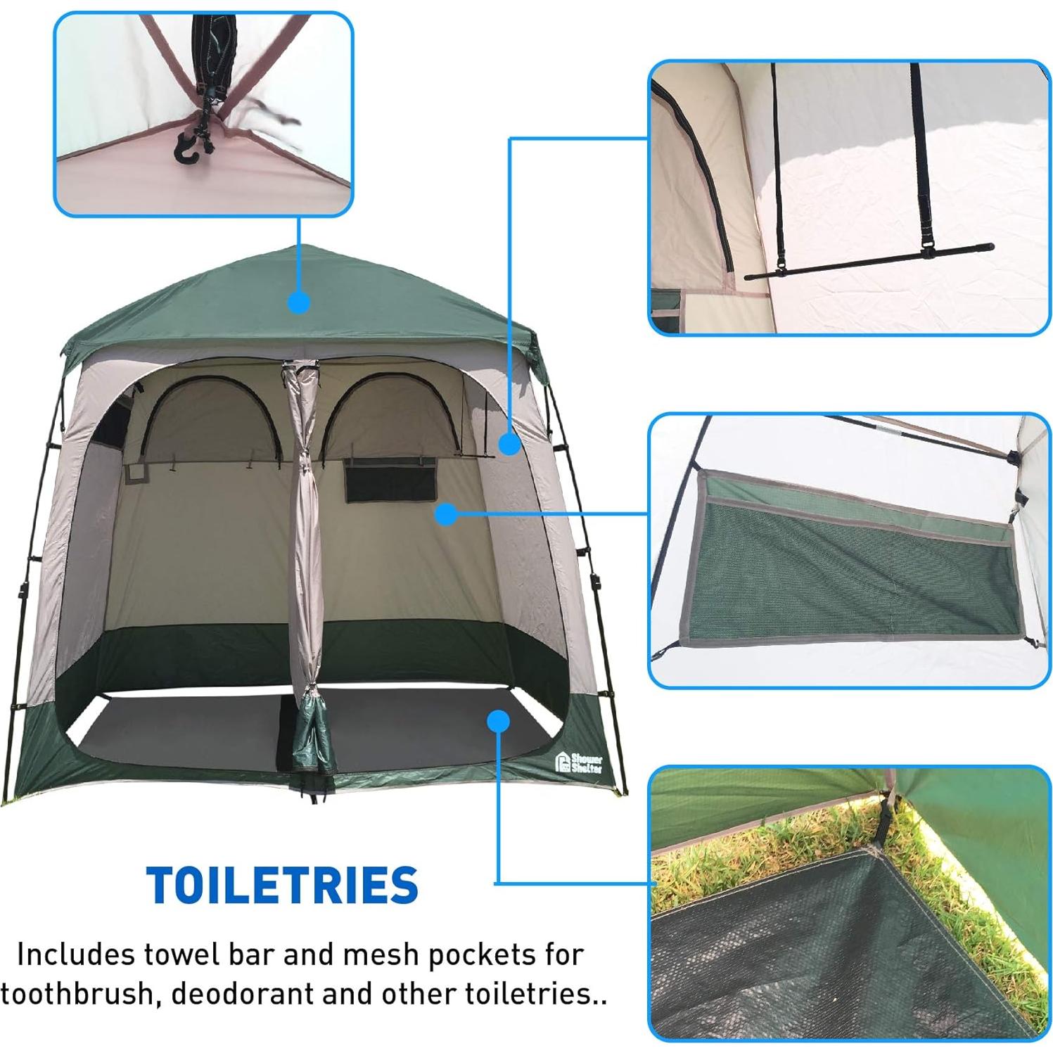 Carpa Ducha Portátil EasyGo 2 Habitaciones Verde 2.79 m²