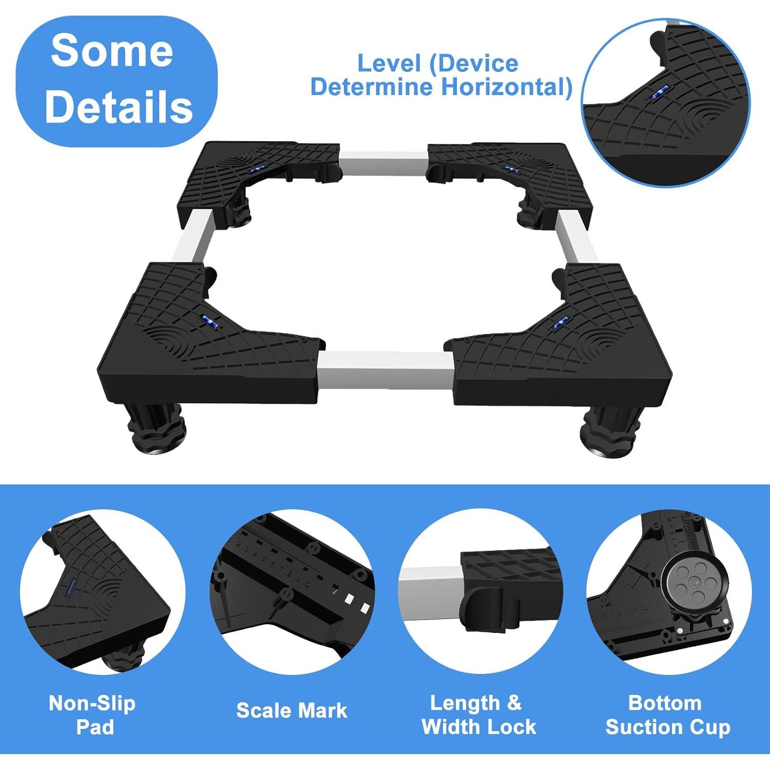 Base Ajustable KUPAO para Mini Refrigerador y Lavadora Negra