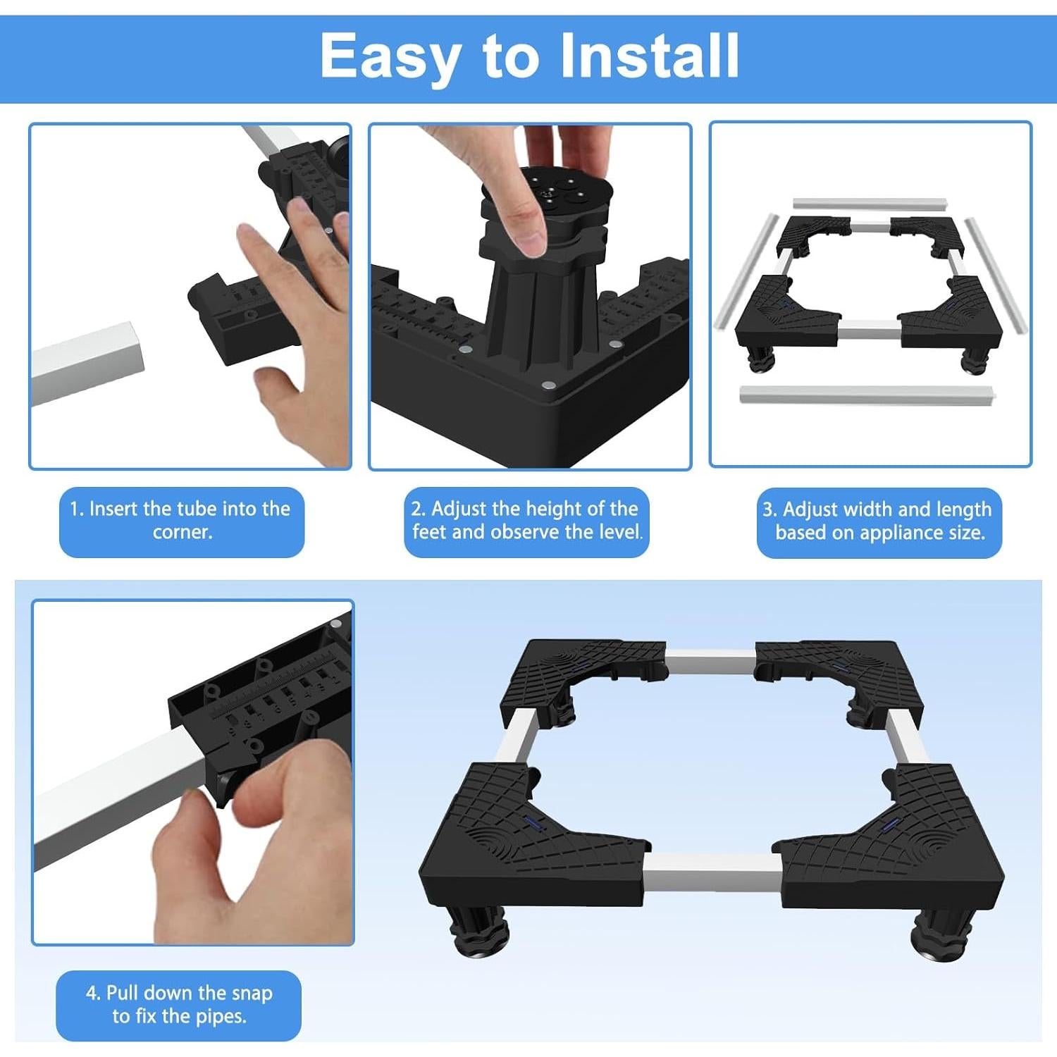 Base Ajustable KUPAO para Mini Refrigerador y Lavadora Negra