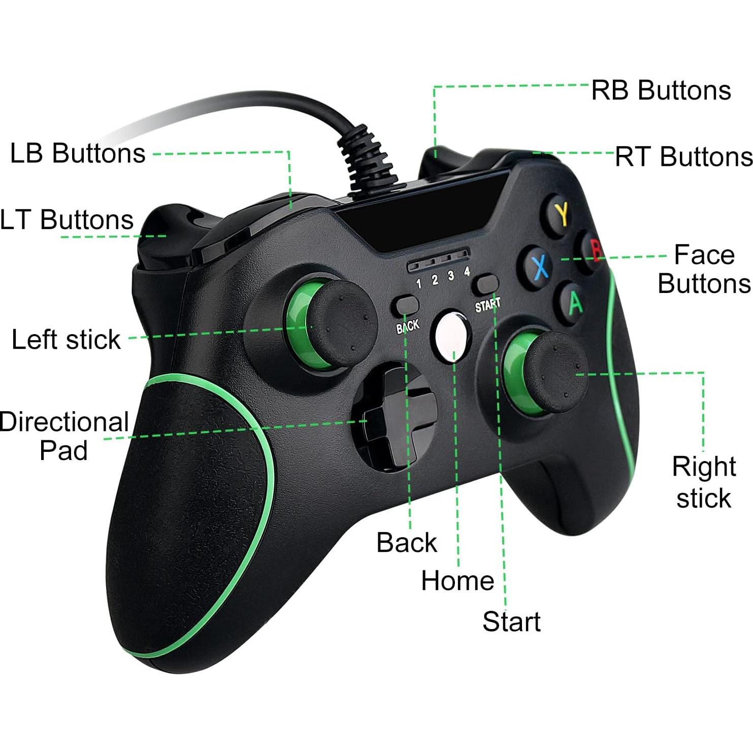 Controlador USB con cable OSTENT para Xbox One S - Negro