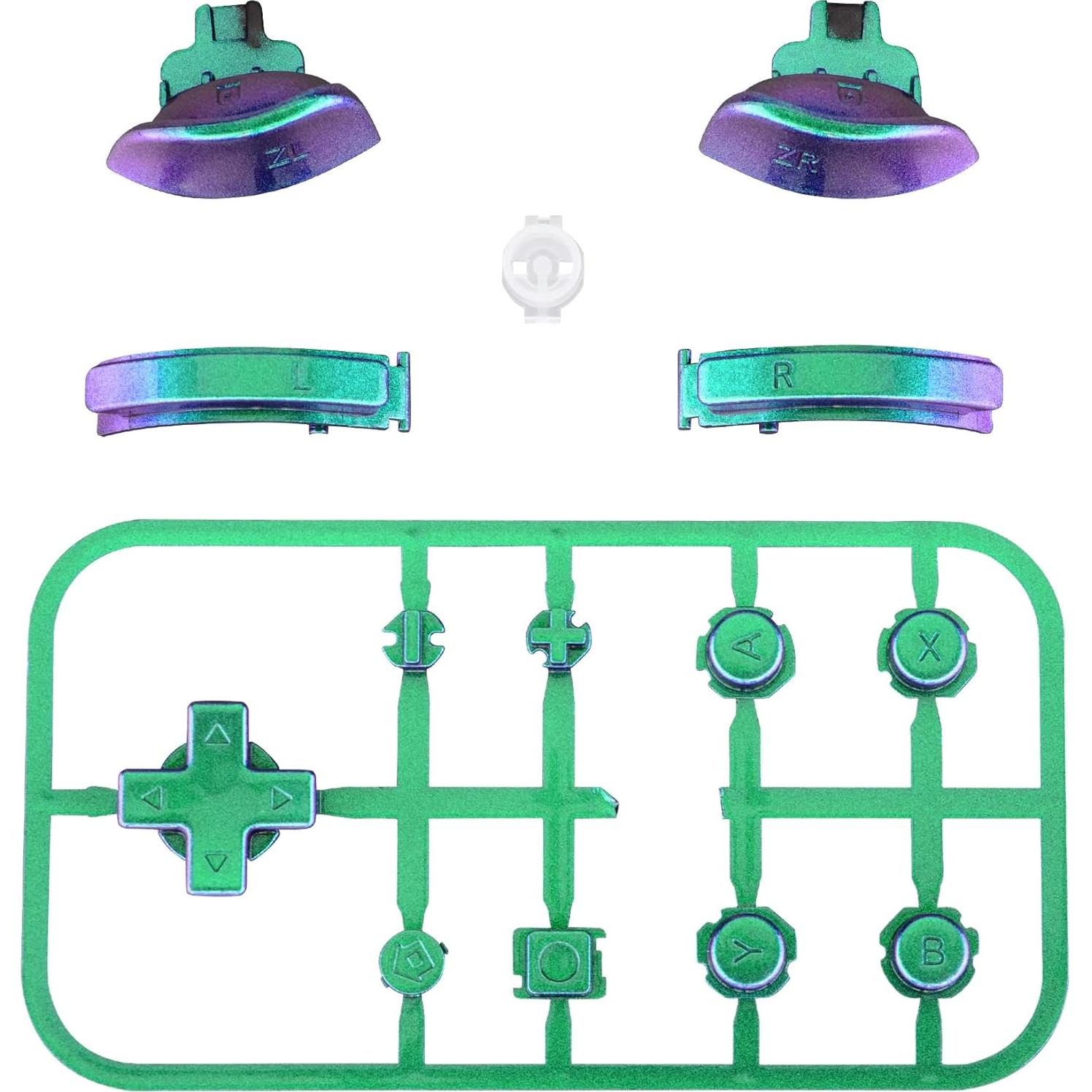 Juego de Botones eXtremeRate Chameleon Verde Púrpura para Switch Lite