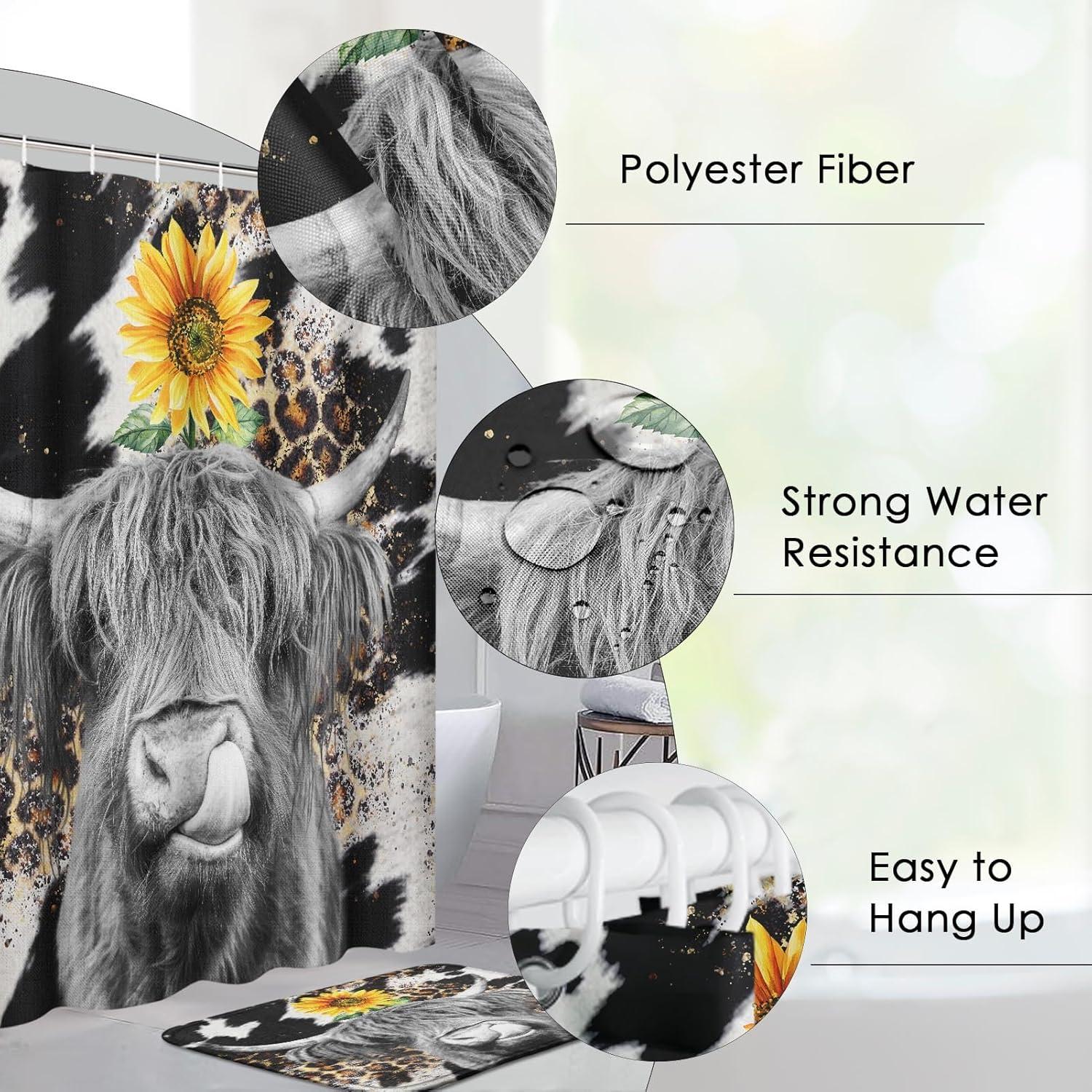 Juego de Cortina de Ducha Pamnest 4 Piezas Floral 180x180cm