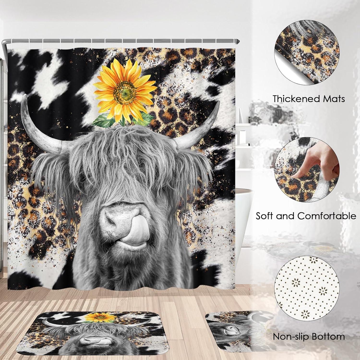 Juego de Cortina de Ducha Pamnest 4 Piezas Floral 180x180cm