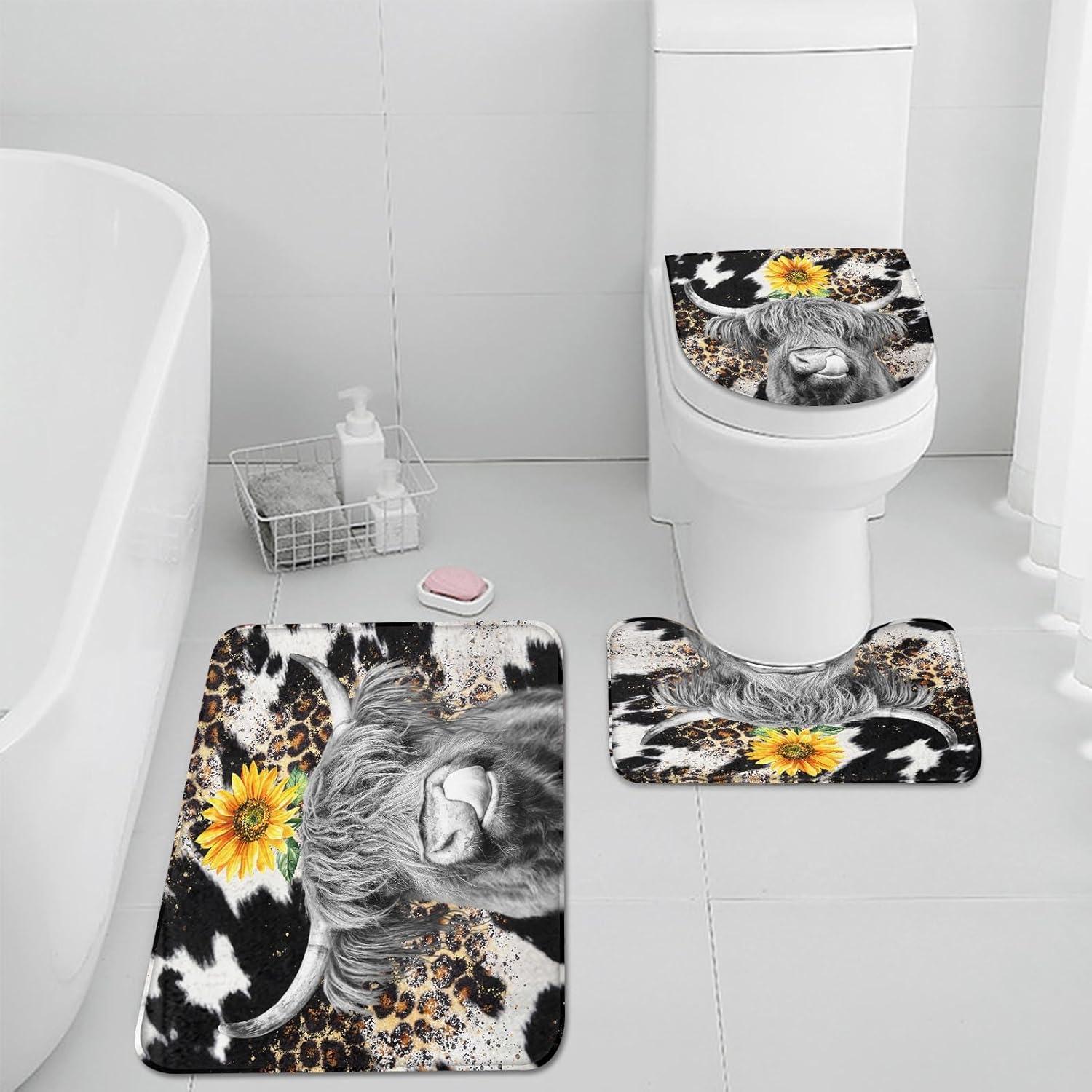 Juego de Cortina de Ducha Pamnest 4 Piezas Floral 180x180cm