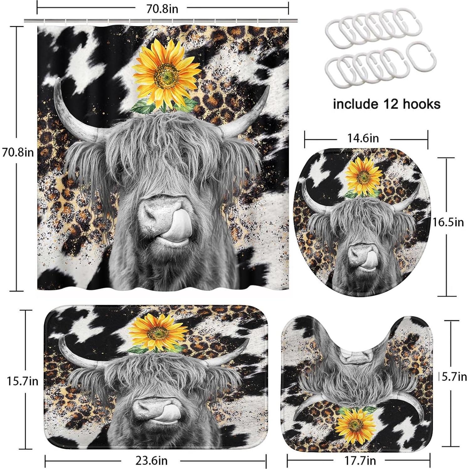 Juego de Cortina de Ducha Pamnest 4 Piezas Floral 180x180cm