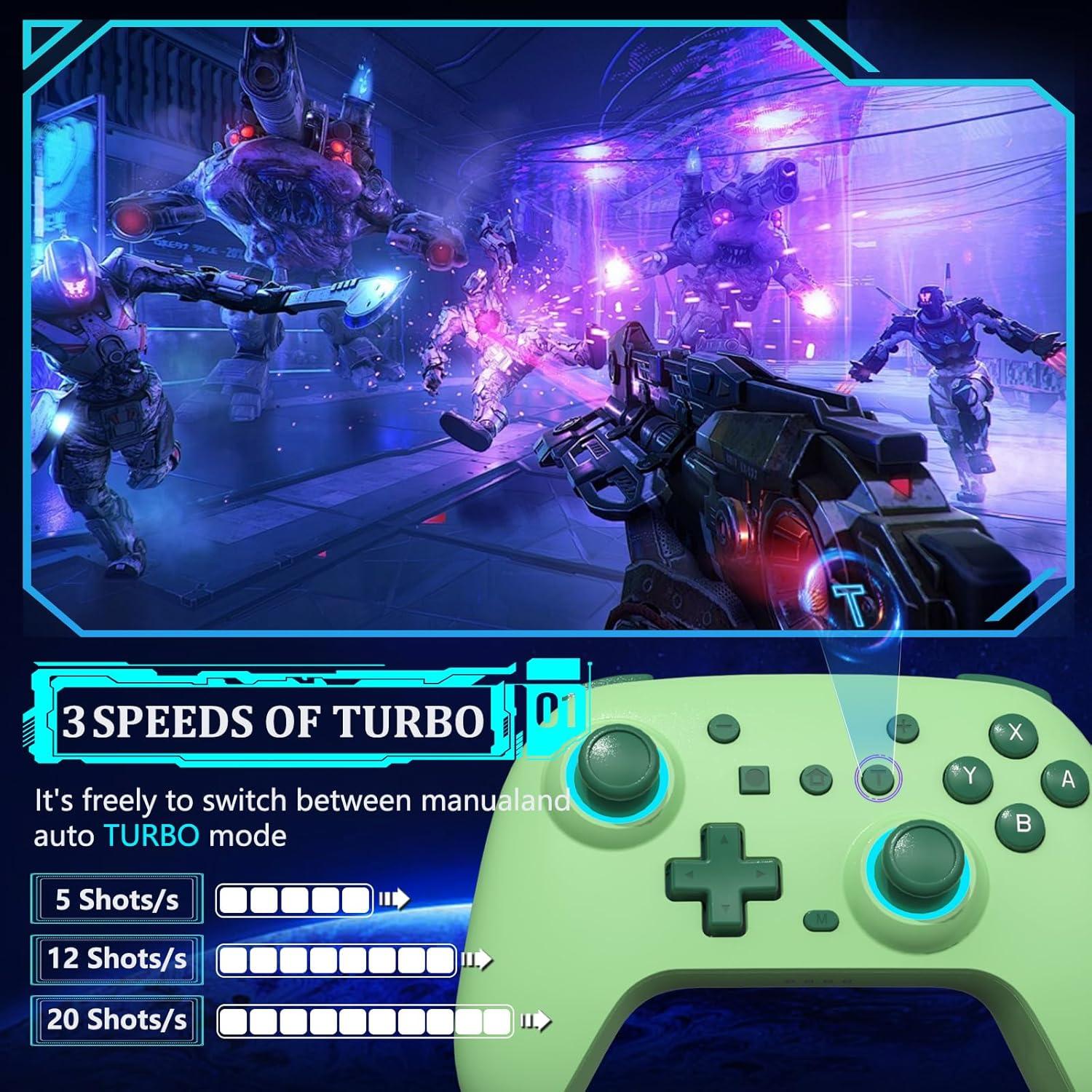 Controlador Pro SZYUYU para Switch y PC con LED RGB y Turbo