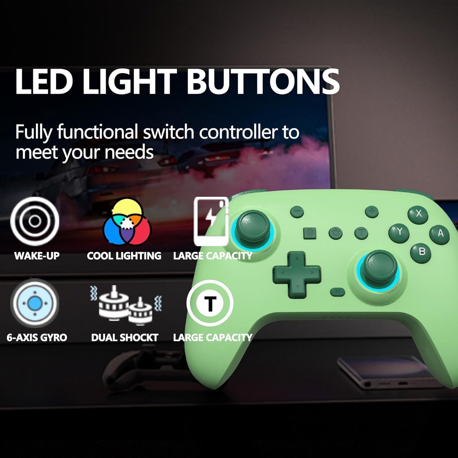 Controlador Pro SZYUYU para Switch y PC con LED RGB y Turbo
