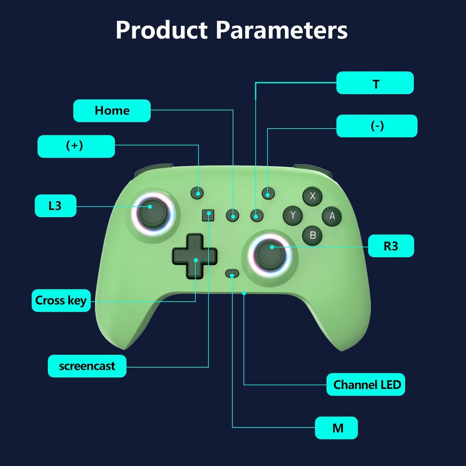 Controlador Pro SZYUYU para Switch y PC con LED RGB y Turbo