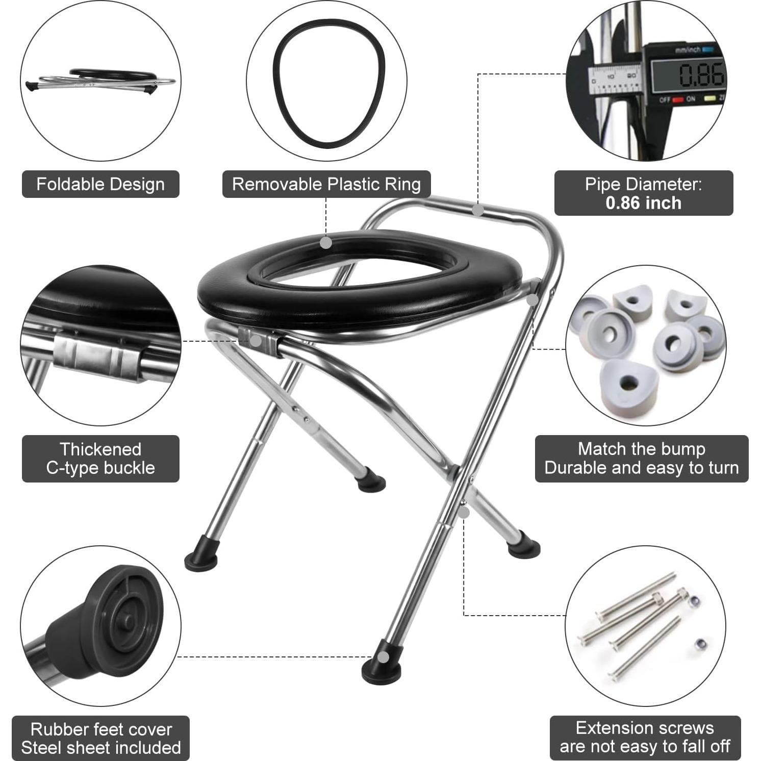 Inodoro Portátil BLIKA Plegable 41.9 cm Acero Inoxidable