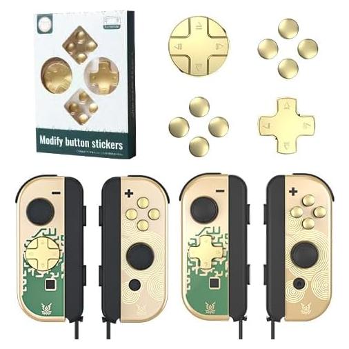 Switch Thumb Grip Caps for The Legend of Zelda: Tears of The Kingdom,Soft Silicone Joystick Cover and Switch Button Caps for Switch OLED/Switch lite (Gold)