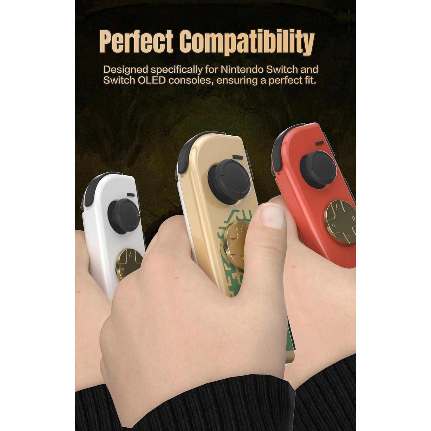 Switch Thumb Grip Caps for The Legend of Zelda: Tears of The Kingdom,Soft Silicone Joystick Cover and Switch Button Caps for Switch OLED/Switch lite (Gold)