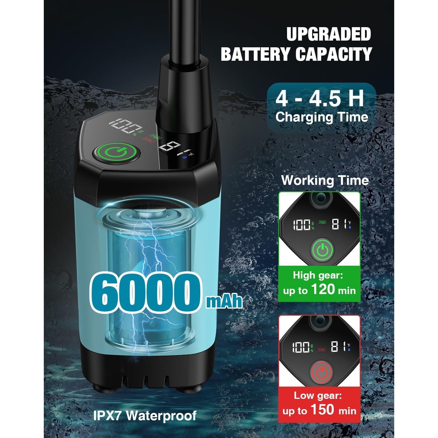 Ducha Portátil Eioehtl 6000mAh con Pantalla LED y Cubo 20L