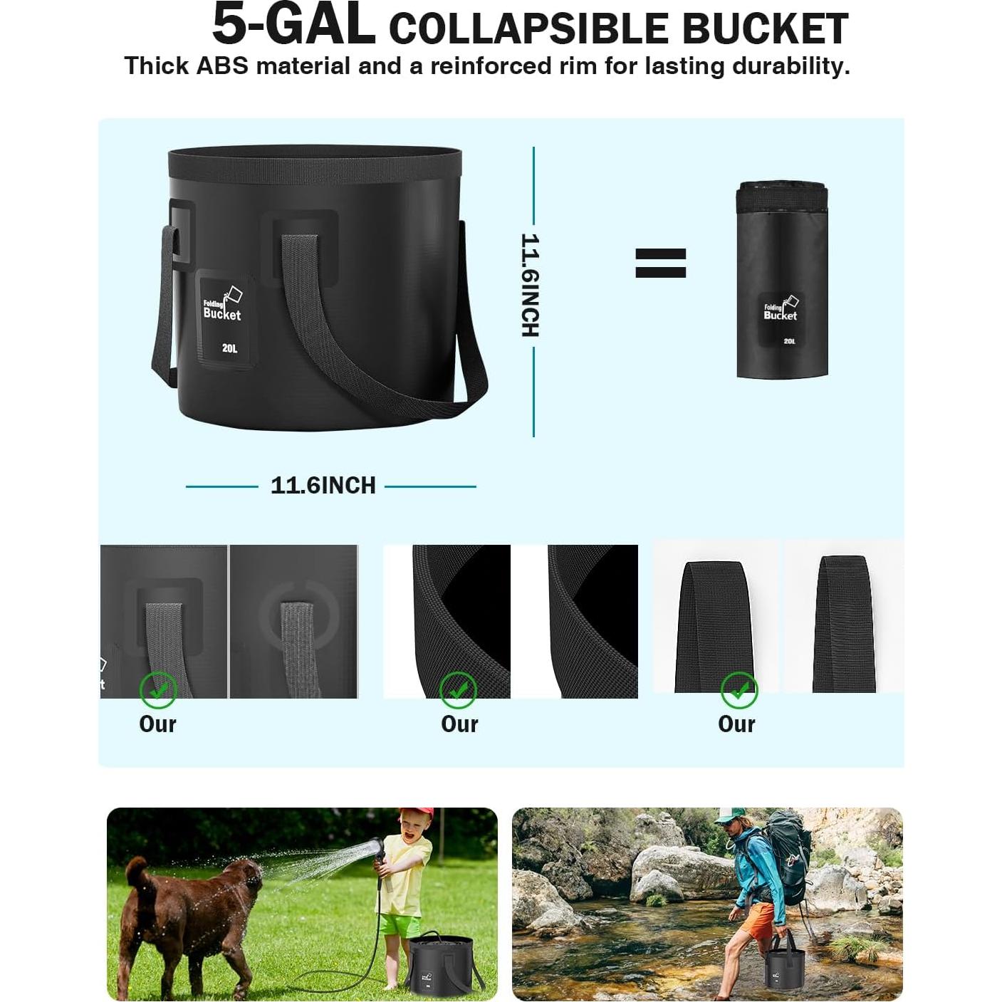 Ducha Portátil Eioehtl 6000mAh con Pantalla LED y Cubo 20L