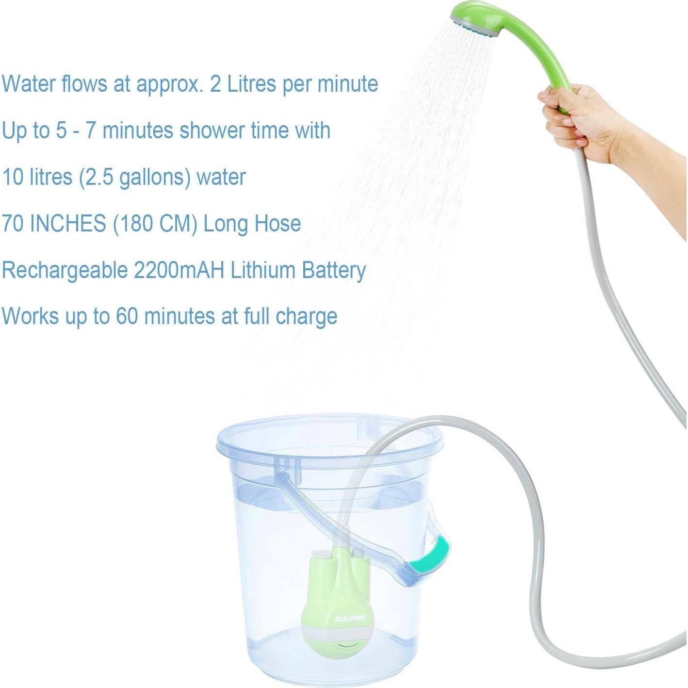 Ducha Portátil RISEPRO con Batería Recargable y USB