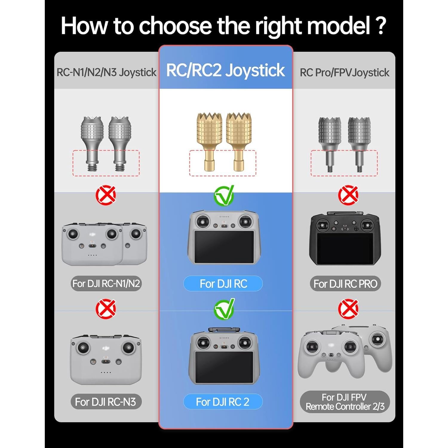 Palancas de Control Remoto LKTOP para DJI RC/RC2 - Oro