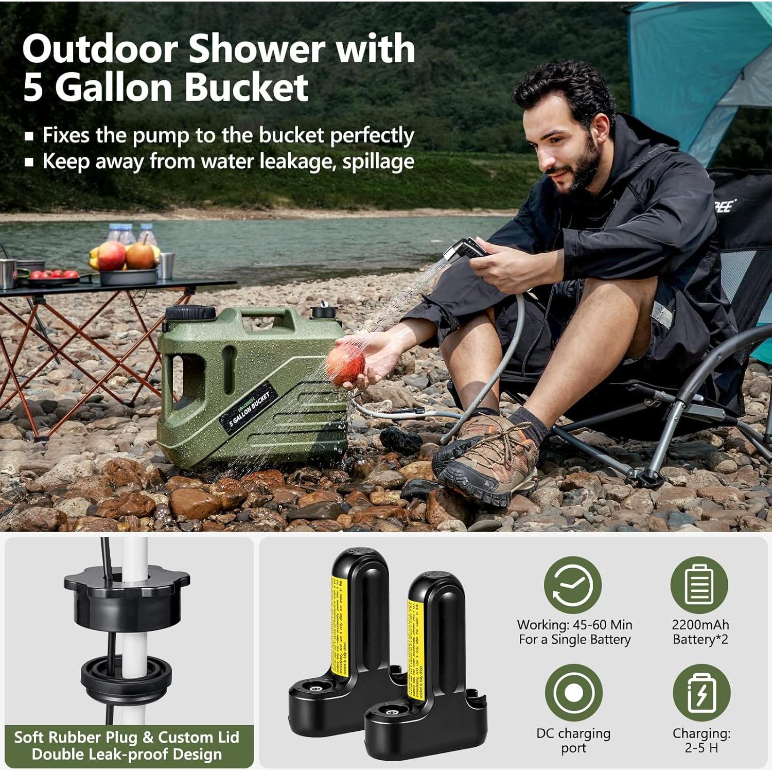 Ducha Portátil SPACEREST para Camping 19L Recargable