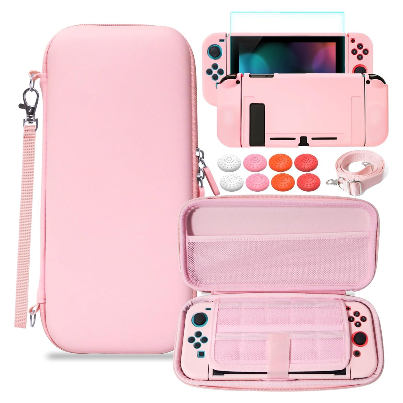Kit de Accesorios Rosa para Nintendo Switch - Estuche y Fundas