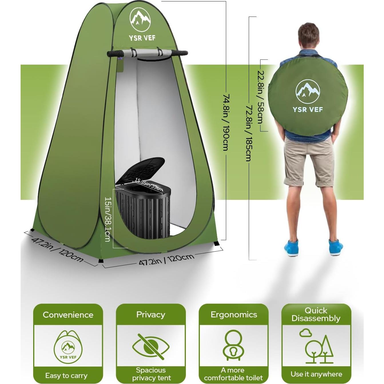 Inodoro Portátil YSR VEF con Carpa Privacidad y Gel