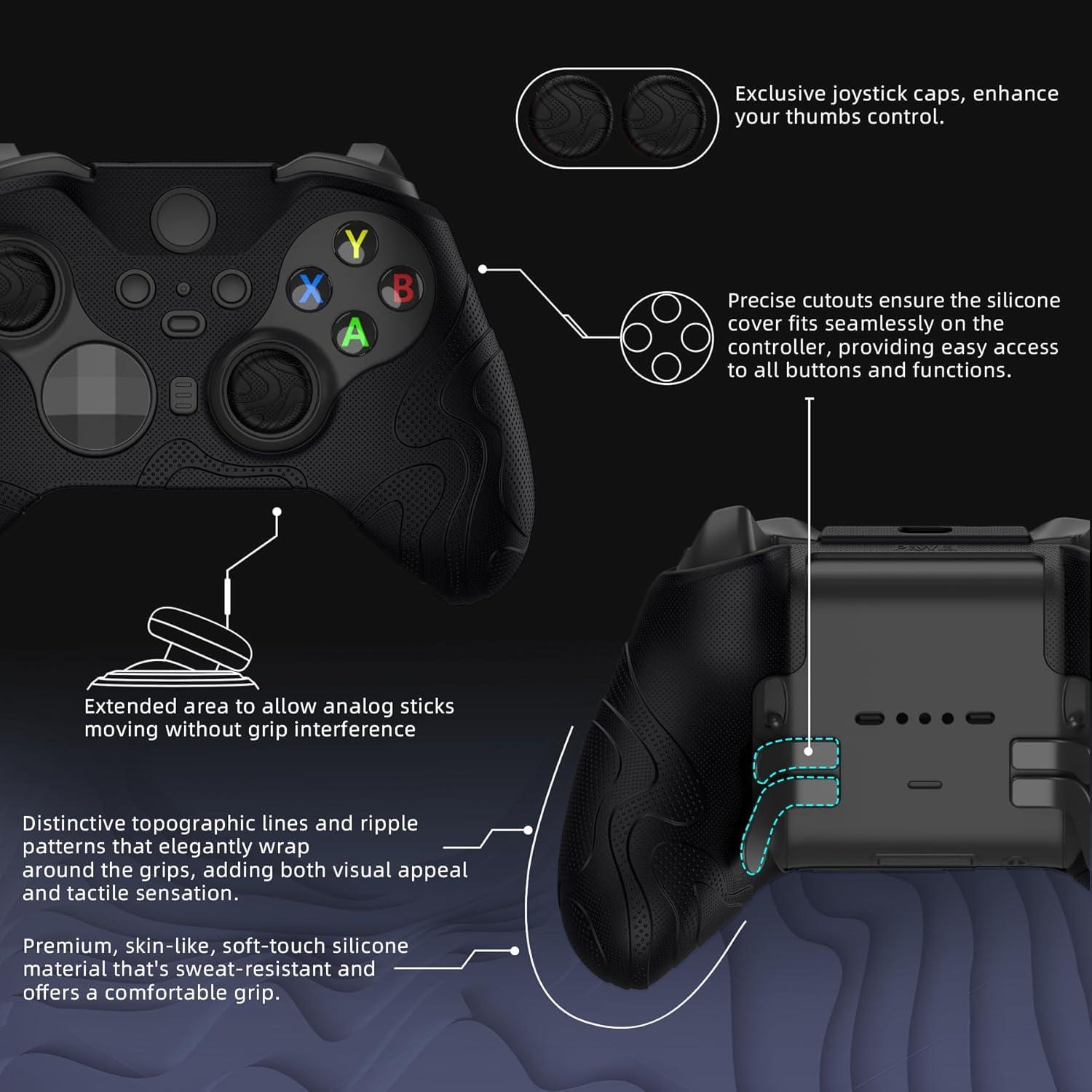Cubierta de Silicona PlayVital para Controlador Xbox Elite 2 Negra
