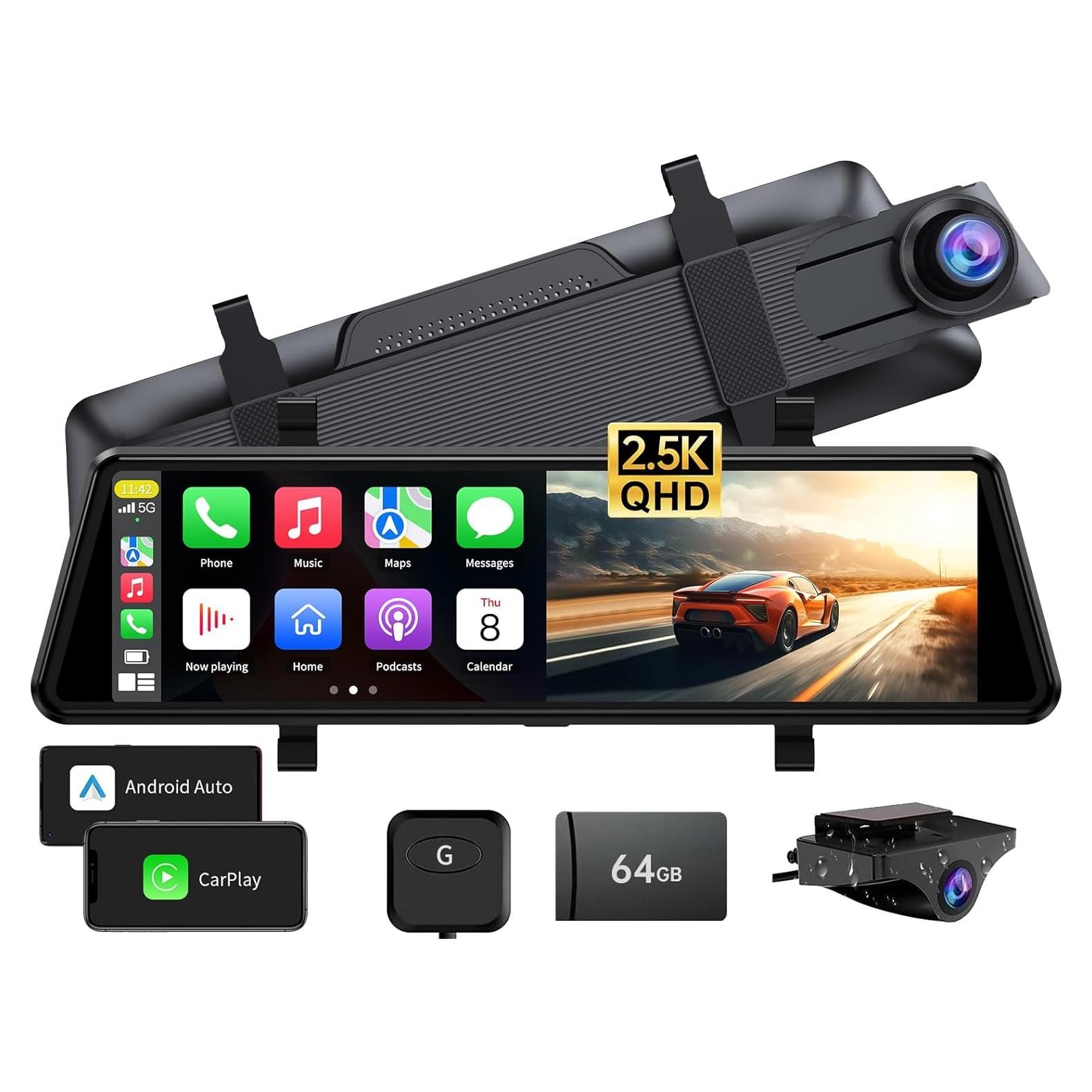 Cámara de Espejo JOMISE C810 2.5K con CarPlay y Audio FM