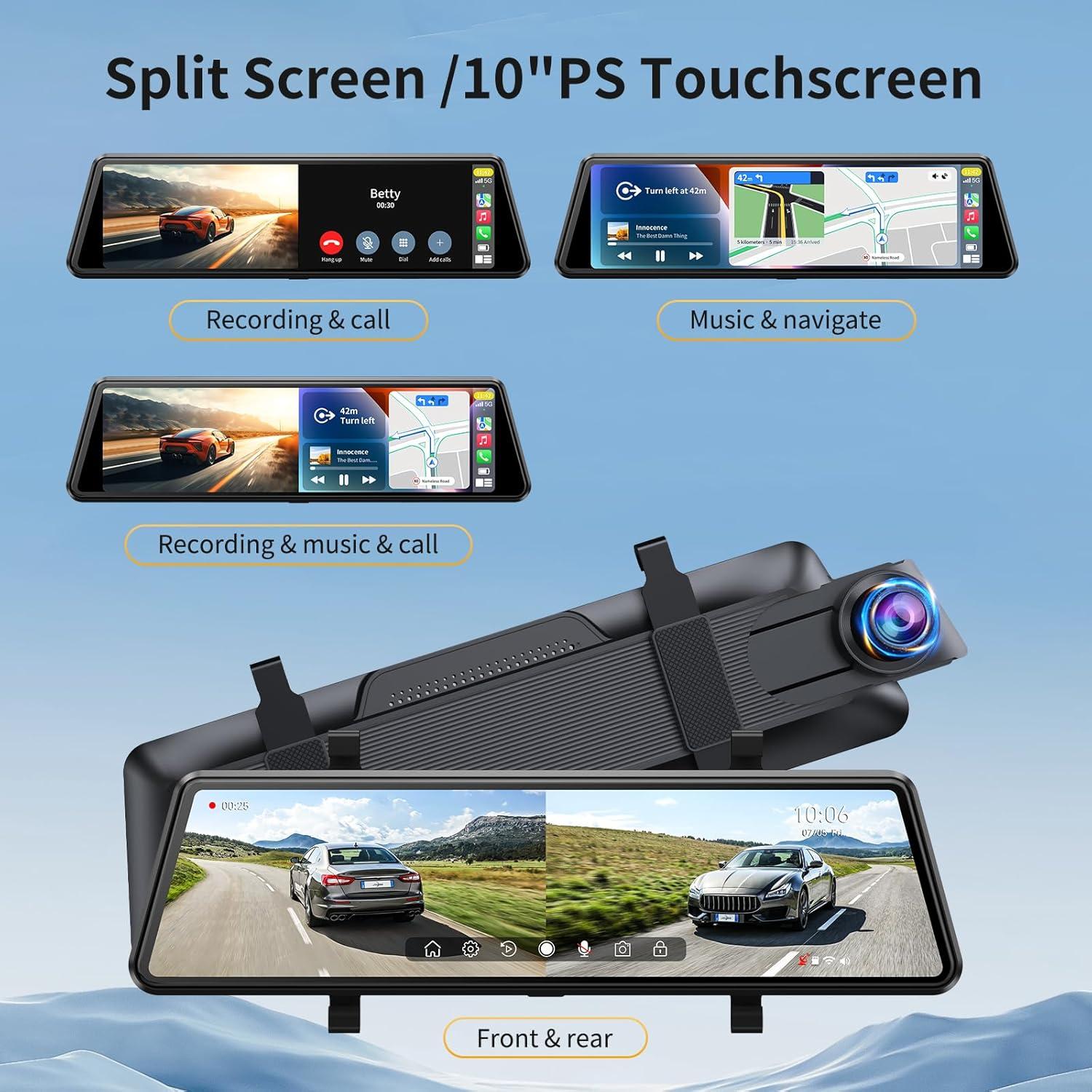 Cámara de Espejo JOMISE C810 2.5K con CarPlay y Audio FM