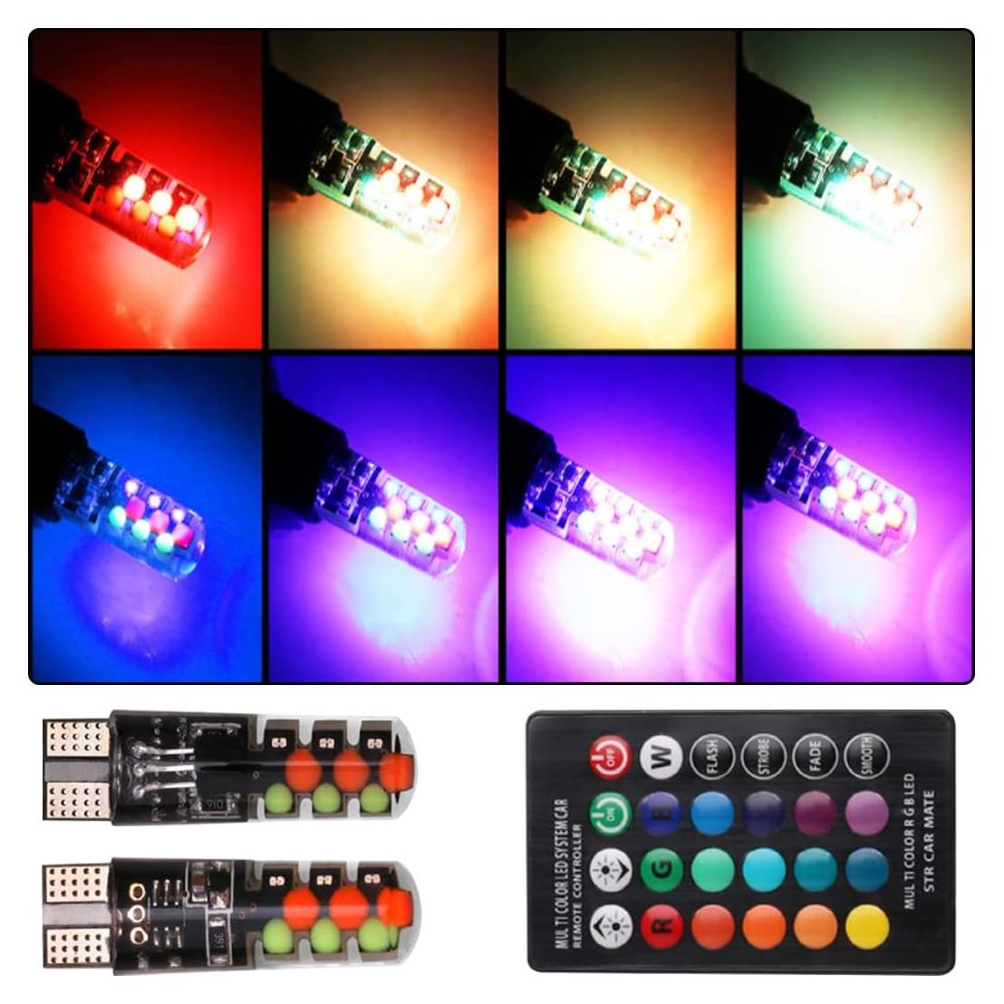 Bombilla LED RGB T10 HIPOPY con Control Remoto - 2 Piezas