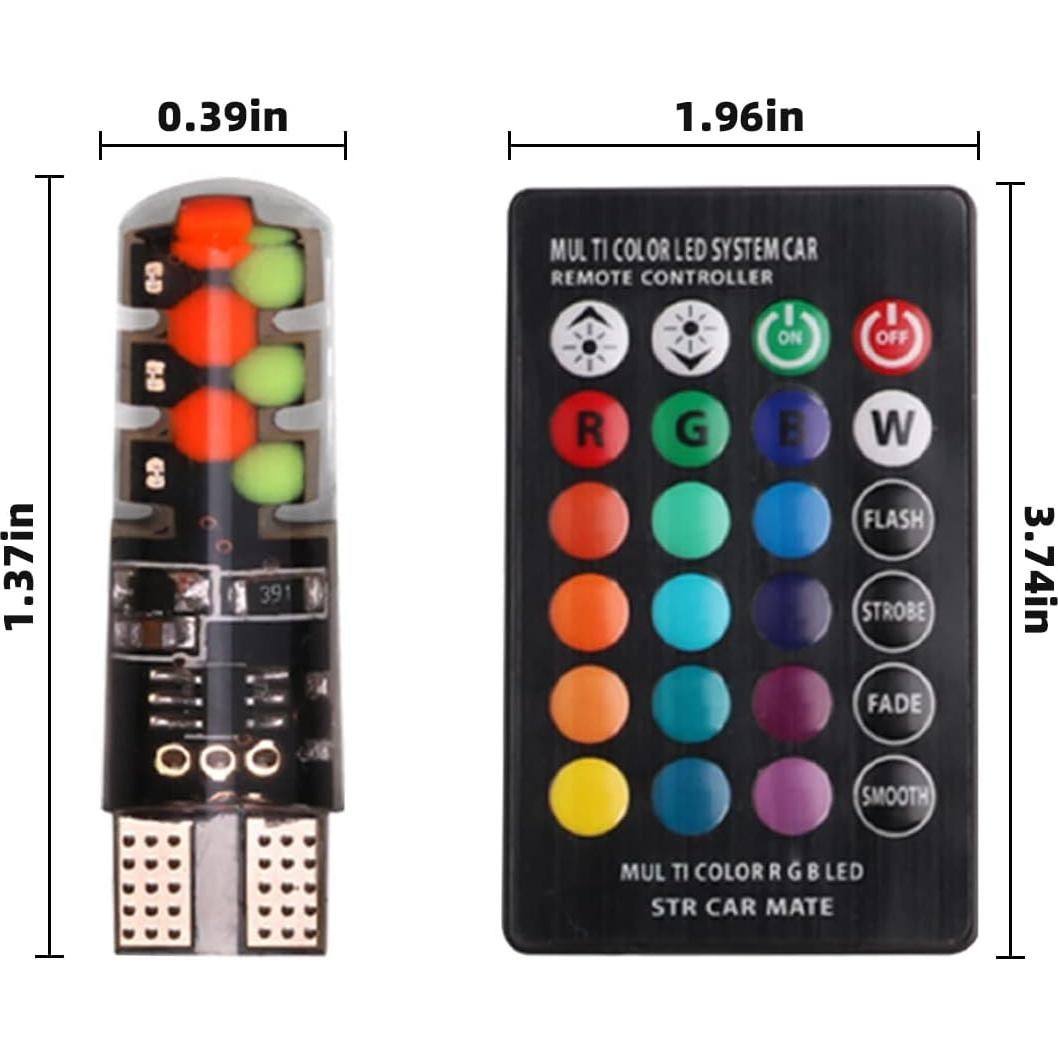 Bombilla LED RGB T10 HIPOPY con Control Remoto - 2 Piezas