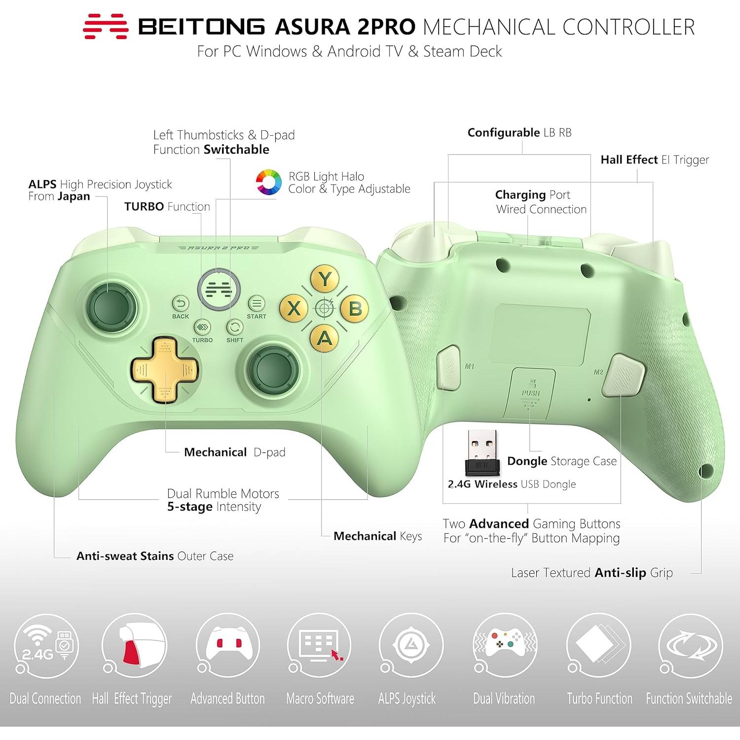 Controlador Inalámbrico BEITONG Asura 2 Pro para PC y Android