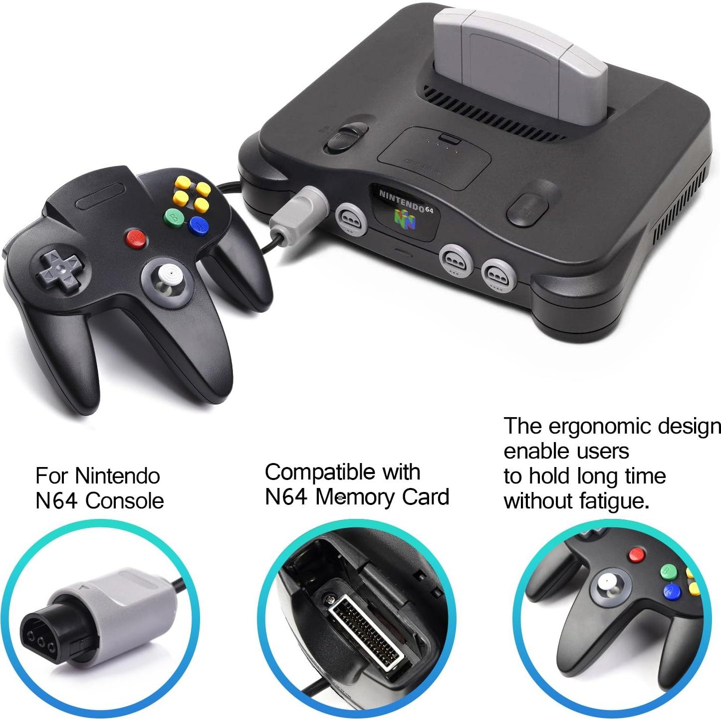 Controlador N64 Kiwitatá Negro con Cable y Vibración