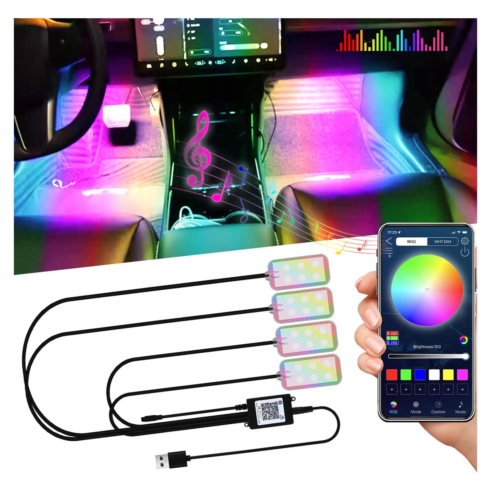 Luces LED de Interior para Coche YONGMING RGB Control APP 12V