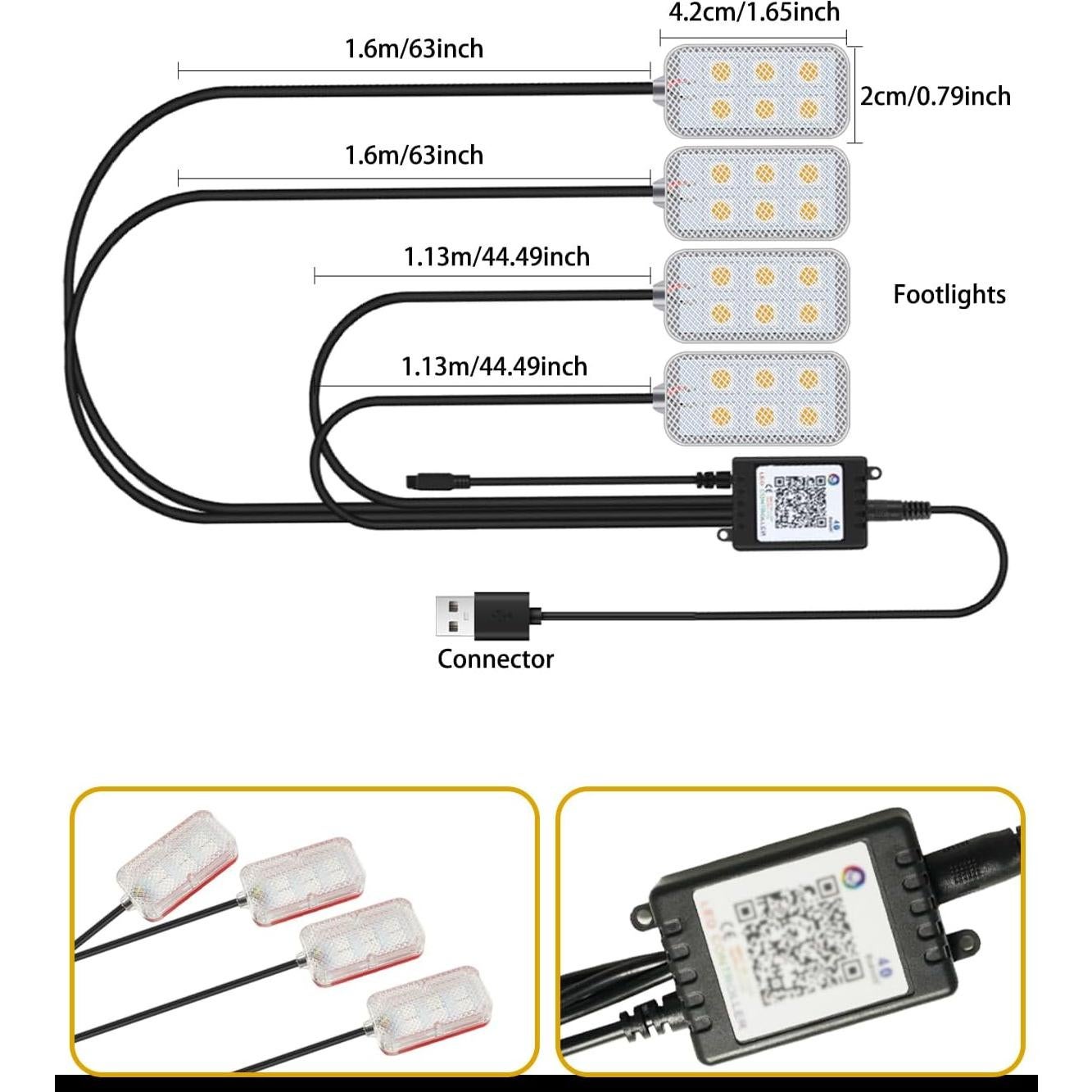 Luces LED de Interior para Coche YONGMING RGB Control APP 12V