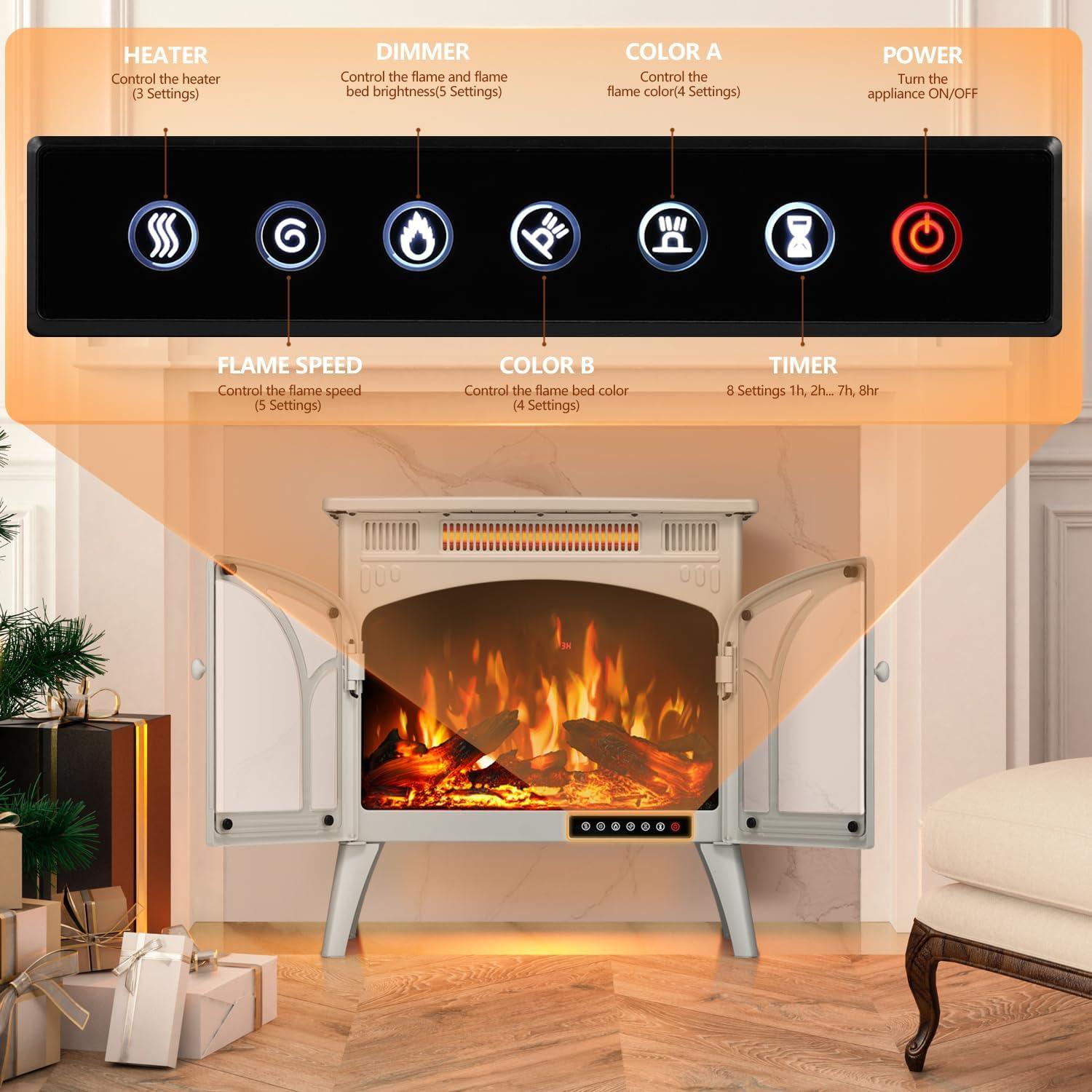 Calefactor Eléctrico de Chimenea R.W.FLAME 63.5 cm Beige