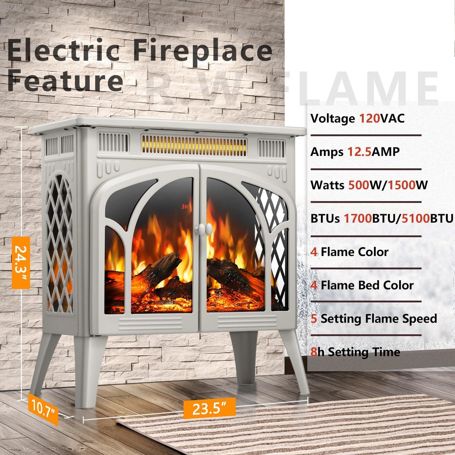 Calefactor Eléctrico de Chimenea R.W.FLAME 63.5 cm Beige