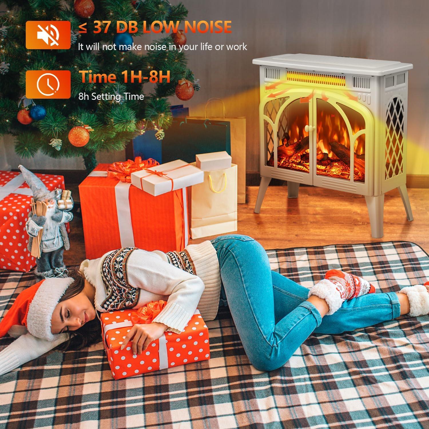 Calefactor Eléctrico de Chimenea R.W.FLAME 63.5 cm Beige