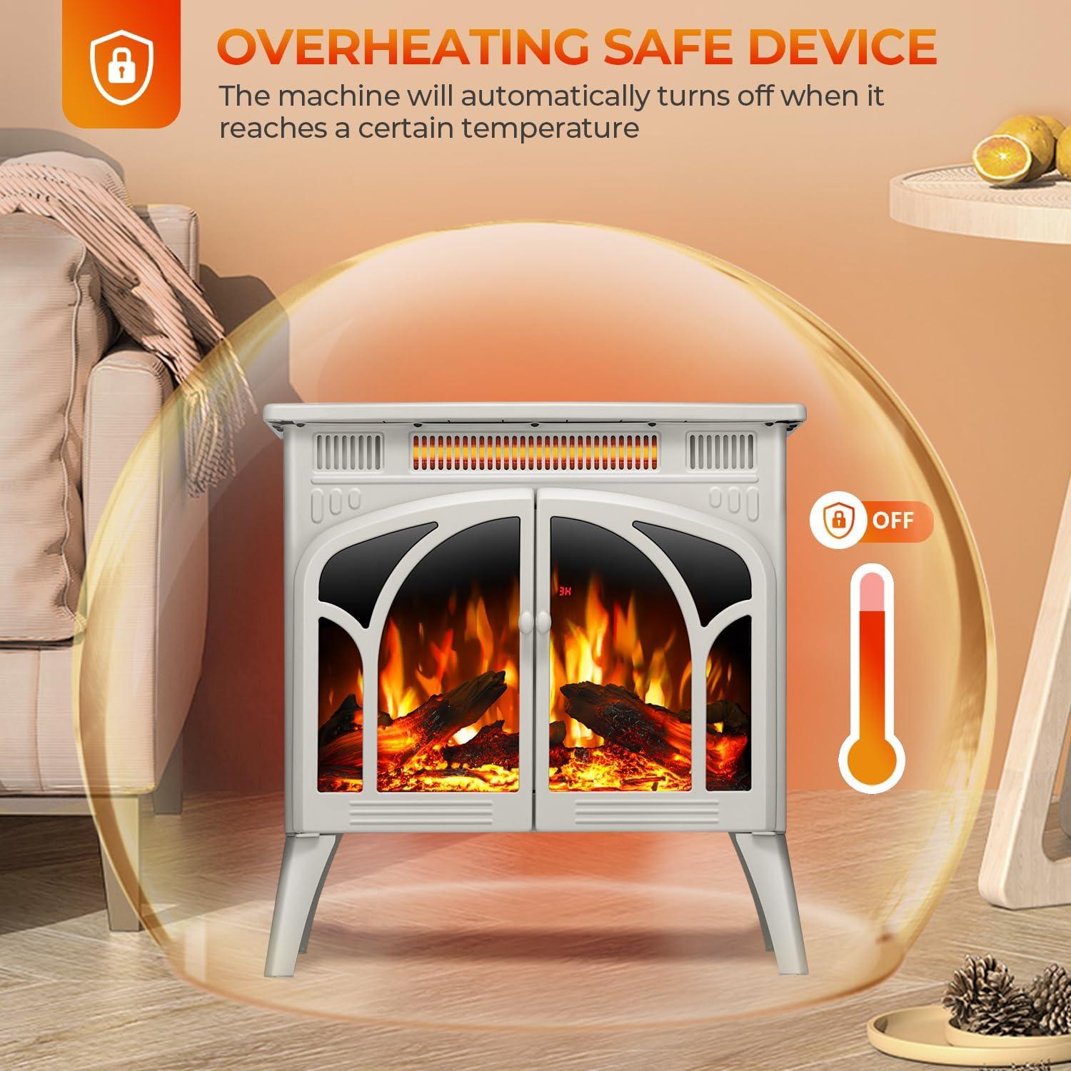 Calefactor Eléctrico de Chimenea R.W.FLAME 63.5 cm Beige