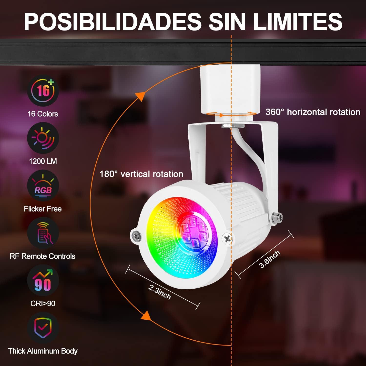 Cabezas de luz de pista LED RGB EAGLOD 12W 4Pack control remoto