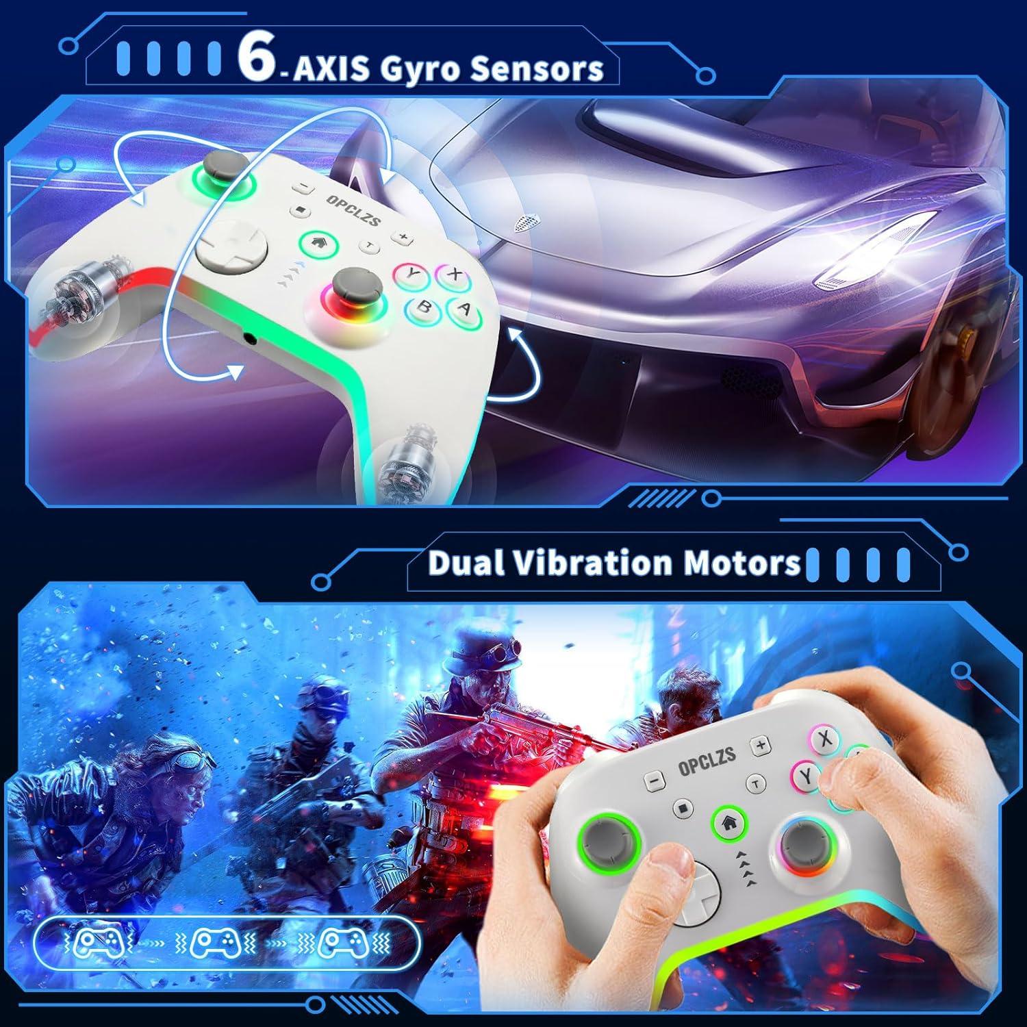 Controlador Inalámbrico Nintendo Switch opclzs RGB - Negro-Blanco