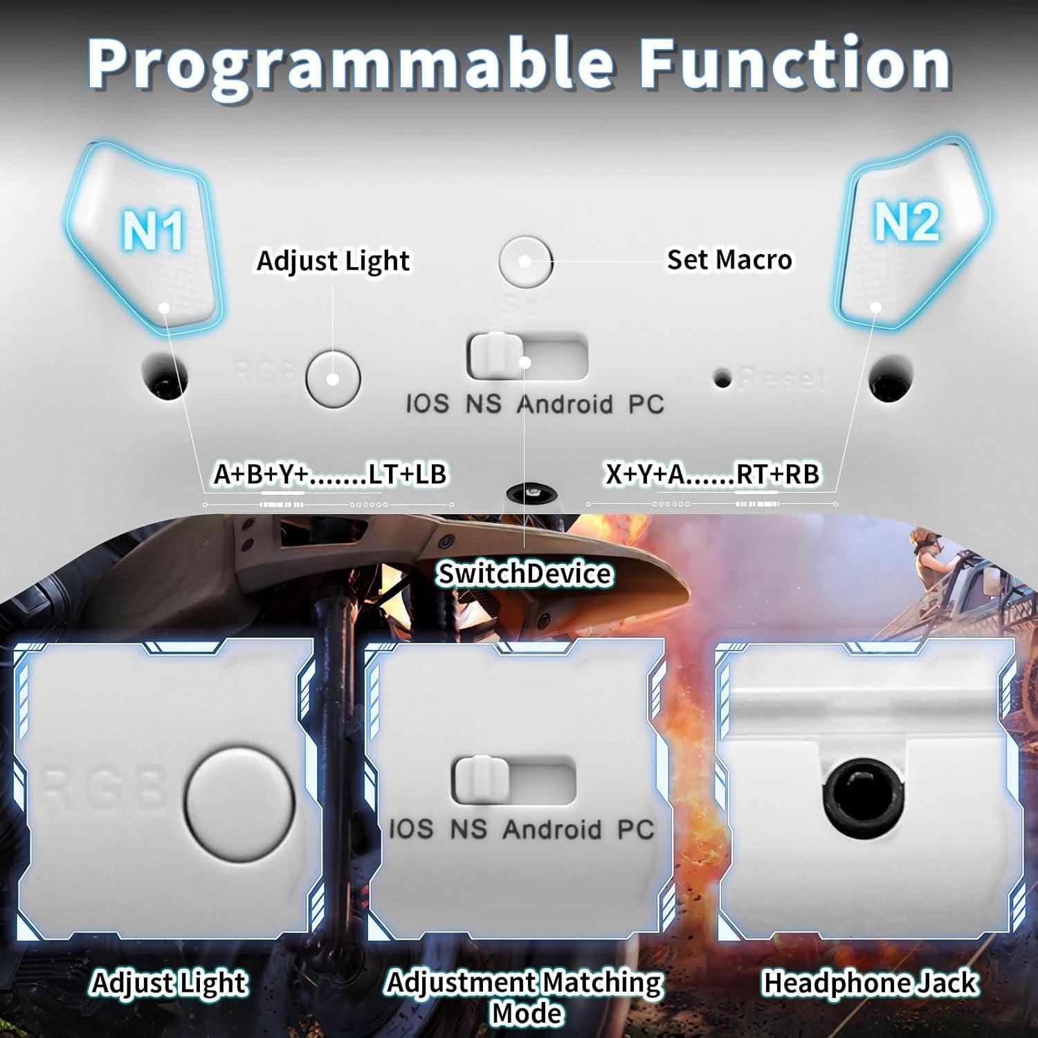 Controlador Inalámbrico Nintendo Switch opclzs RGB - Negro-Blanco