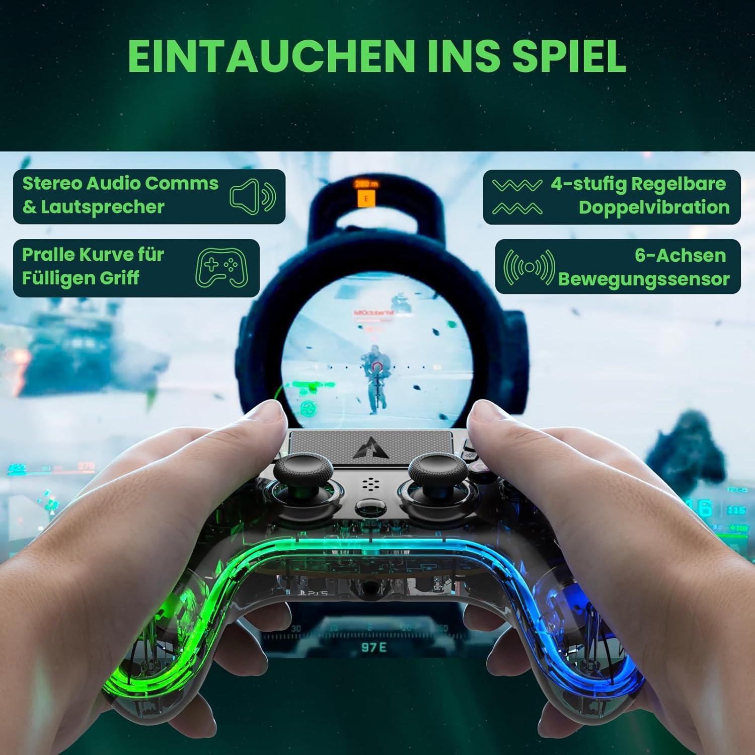 Controlador Inalámbrico AUROCE PS4/PS3/PC RGB Neón