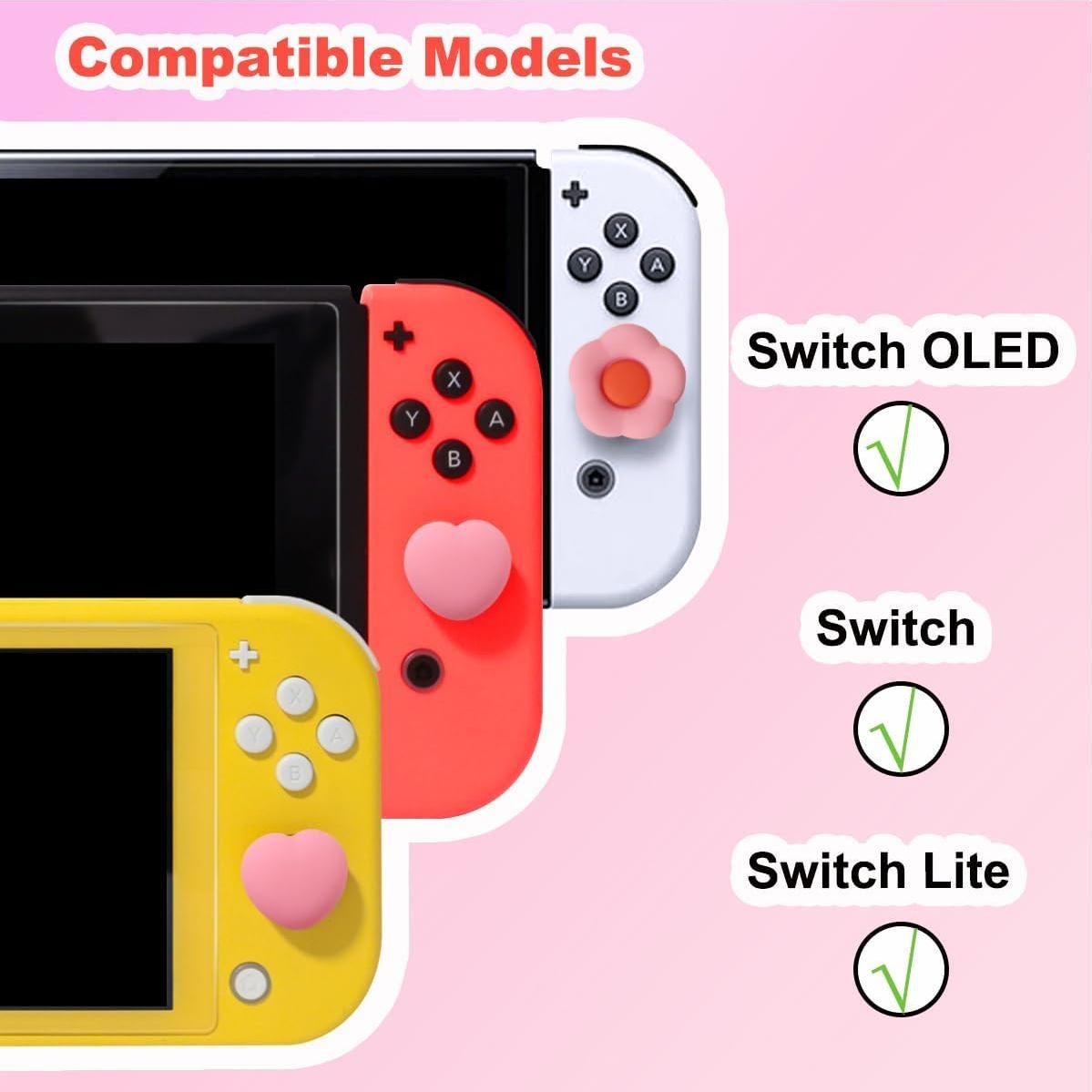 Tapa de Grips para Pulgar KimmiDirect Rosa para Switch/OLED/Lite