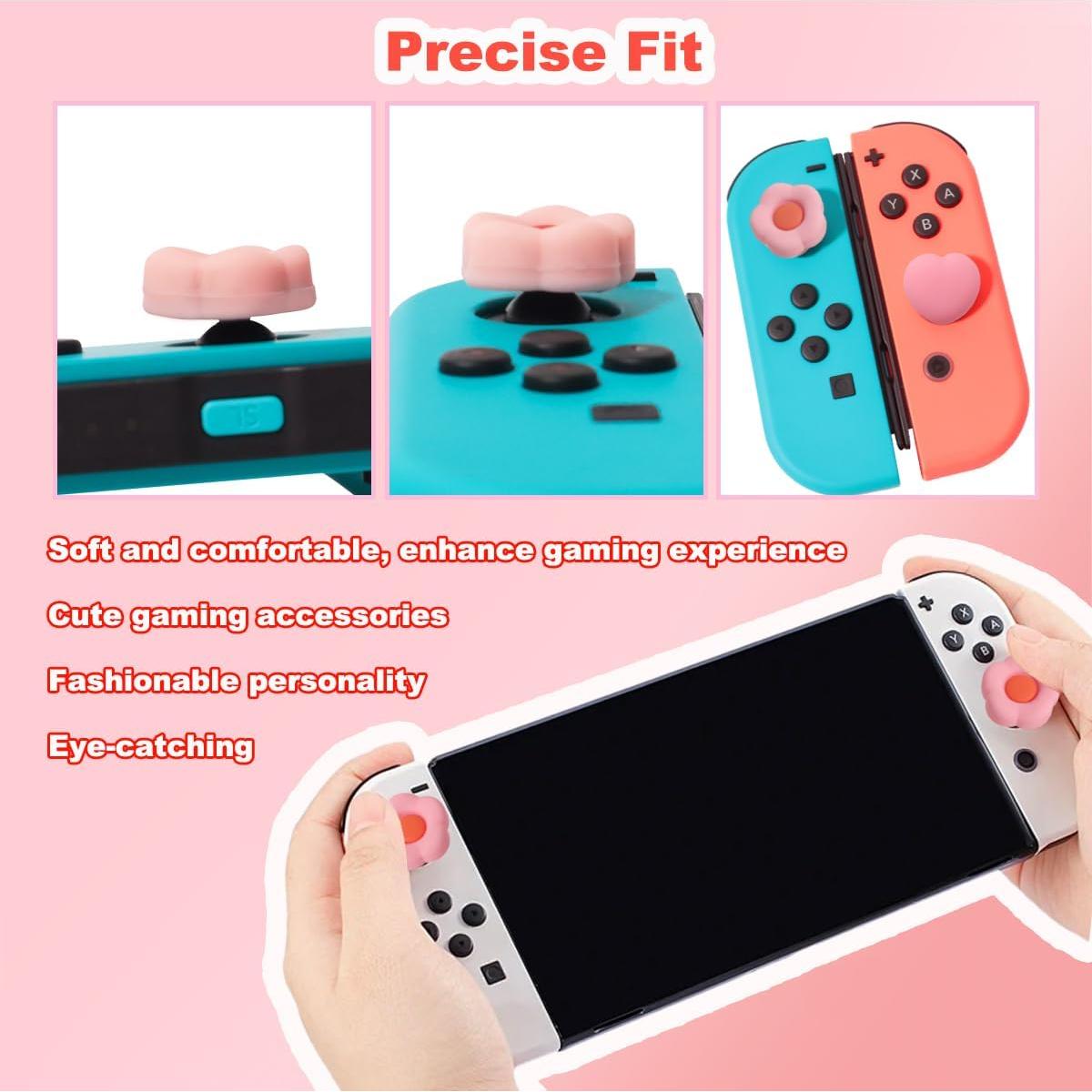 Tapa de Grips para Pulgar KimmiDirect Rosa para Switch/OLED/Lite