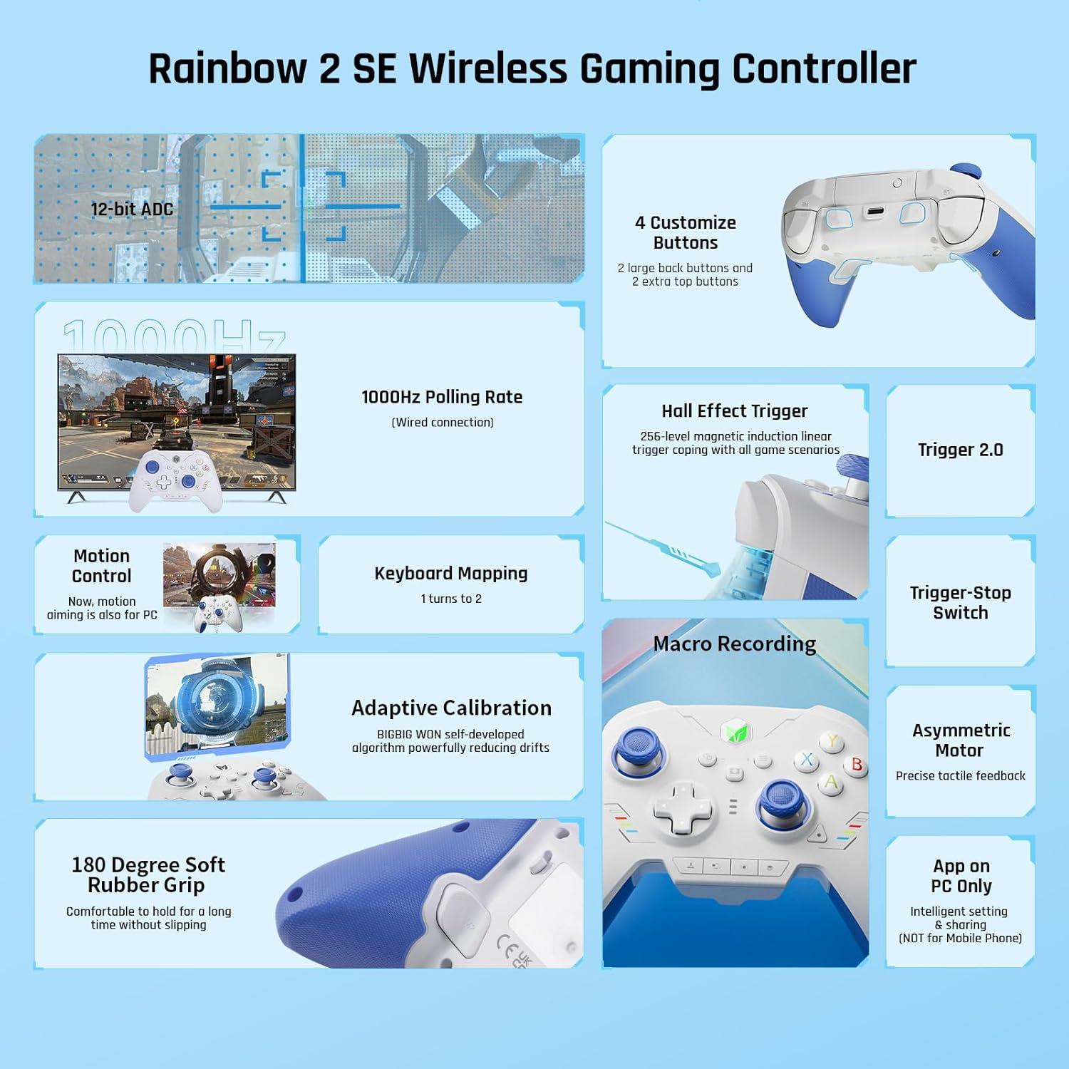 Controlador Inalámbrico BIGBIG WON Rainbow 2 SE Azul - PC/Switch/Android