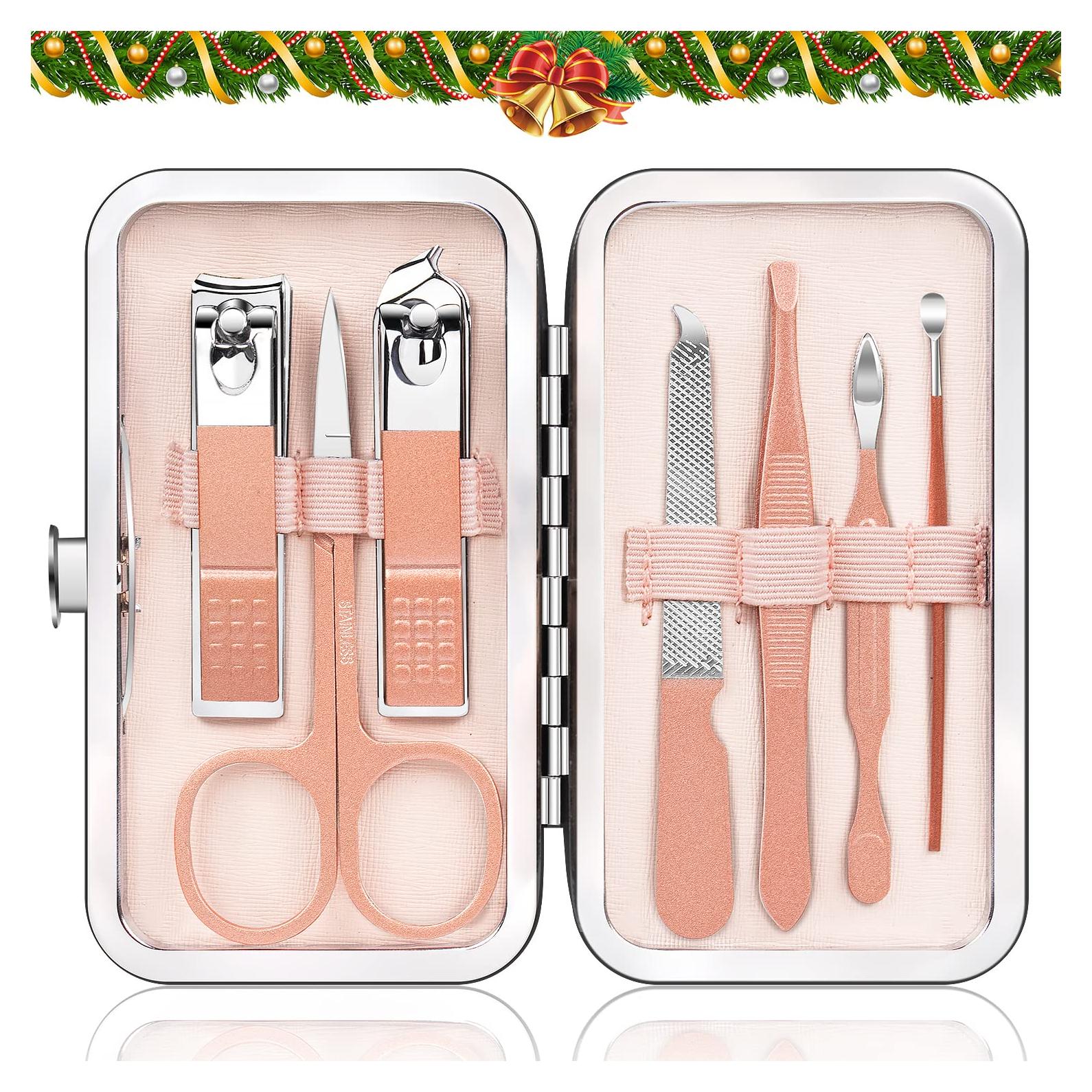 Juego de Manicura y Pedicura Meitio Oro Rosa Acero Inoxidable