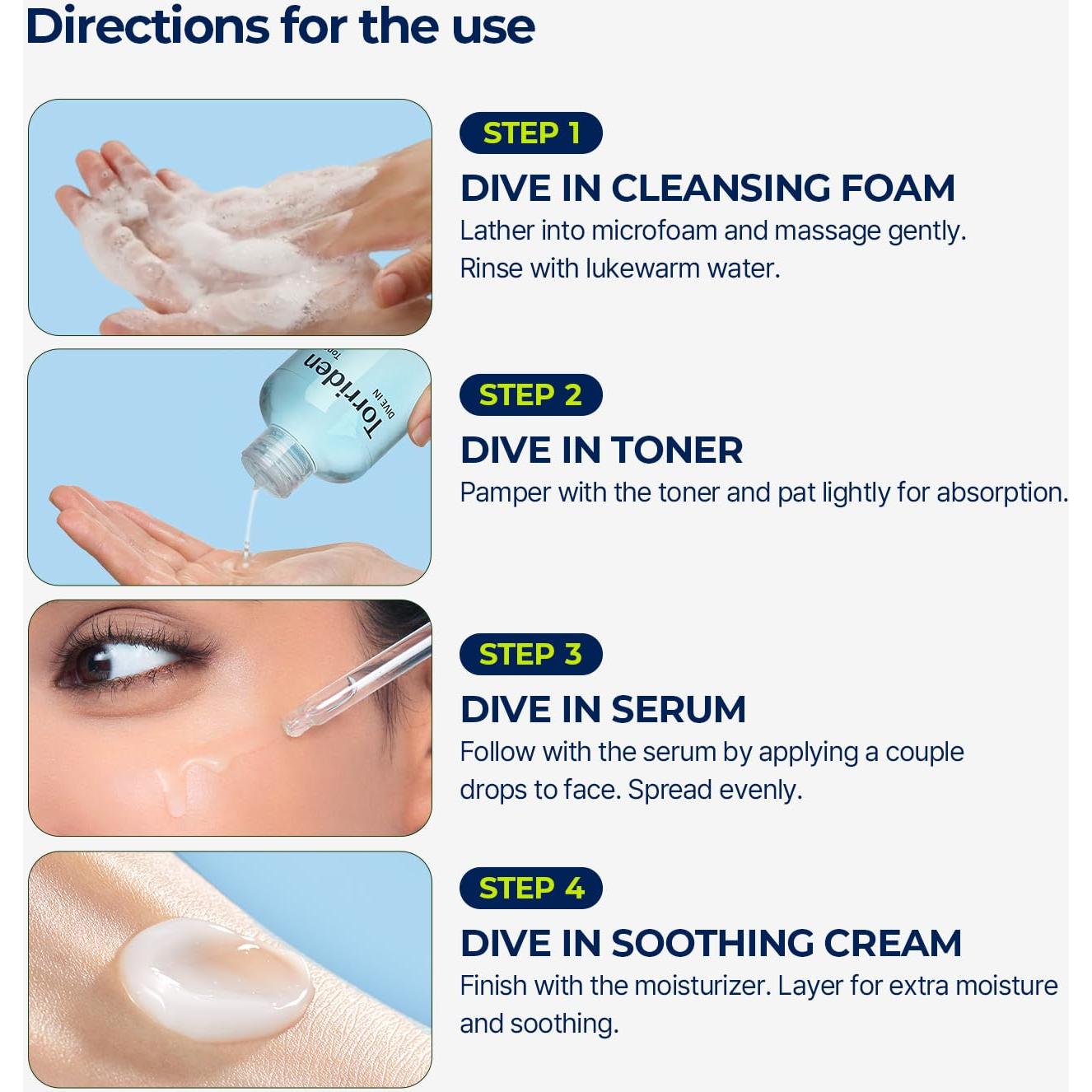 Kit de Cuidado de Piel Torriden DIVE IN 4 Pasos Coreano