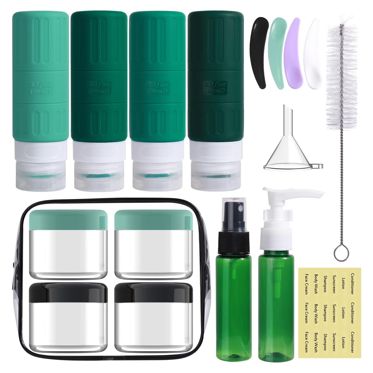 Botellas de Viaje GLAMFIELDS 18 Piezas Silicona 98 ml