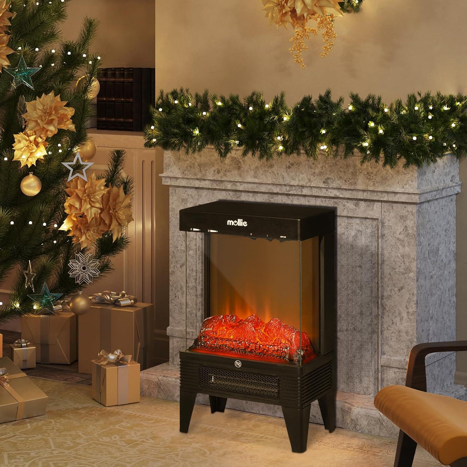 Estufa de Chimenea Eléctrica Mollie SF-2101 1500W Negra