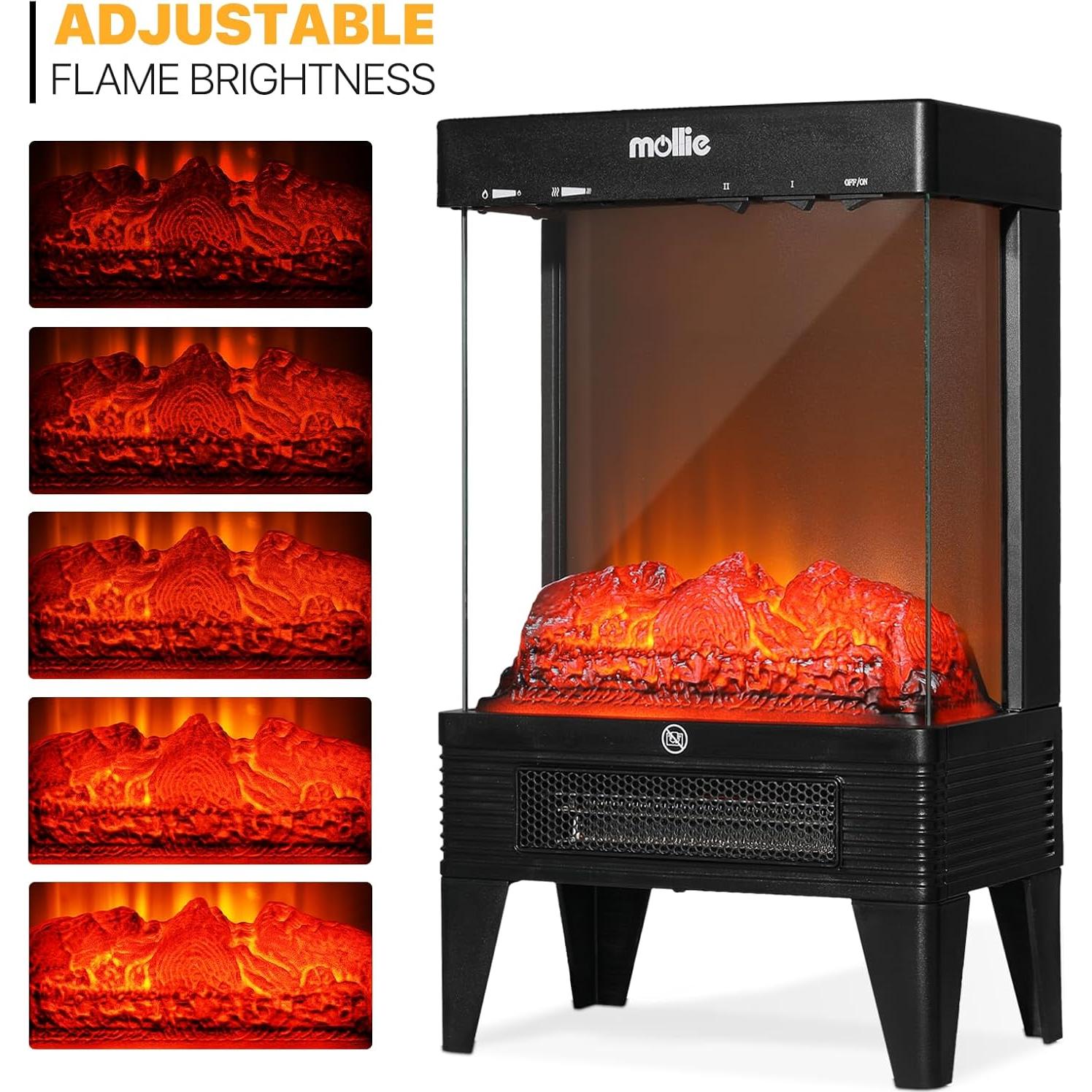 Estufa de Chimenea Eléctrica Mollie SF-2101 1500W Negra