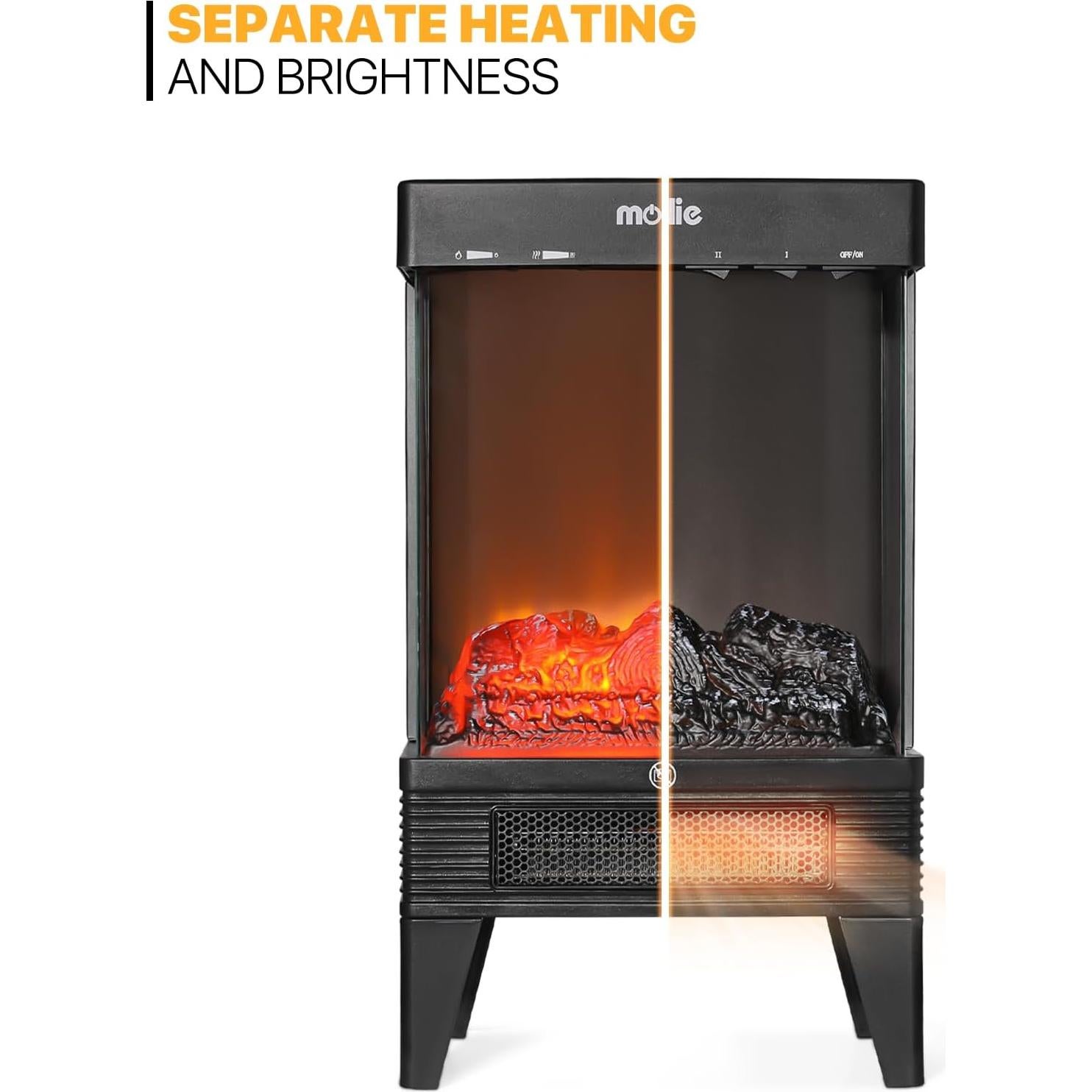 Estufa de Chimenea Eléctrica Mollie SF-2101 1500W Negra