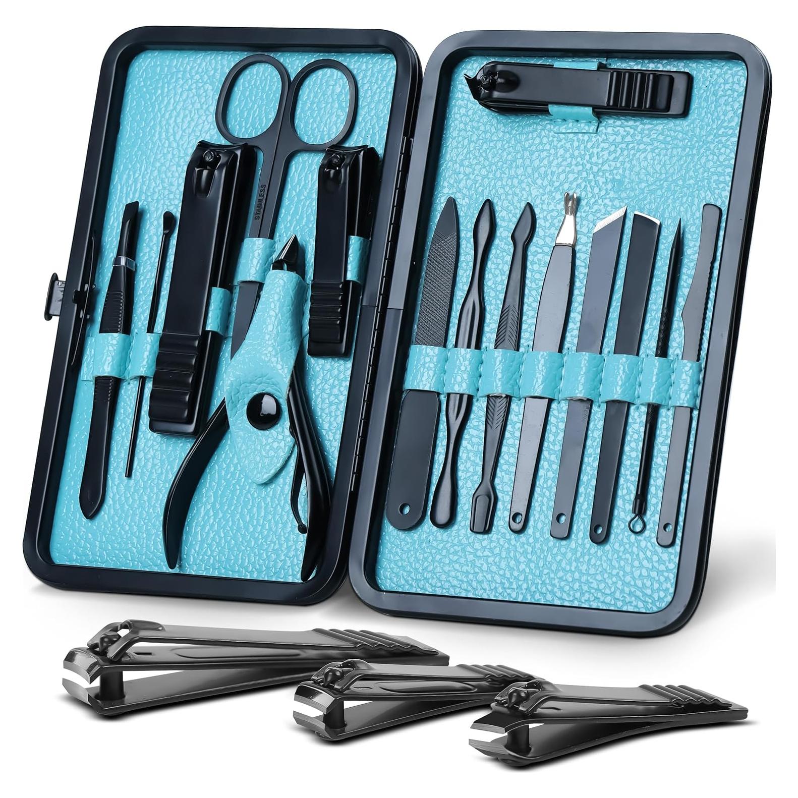 Kit de Manicura Utopia Care 15 Piezas Negro Viaje