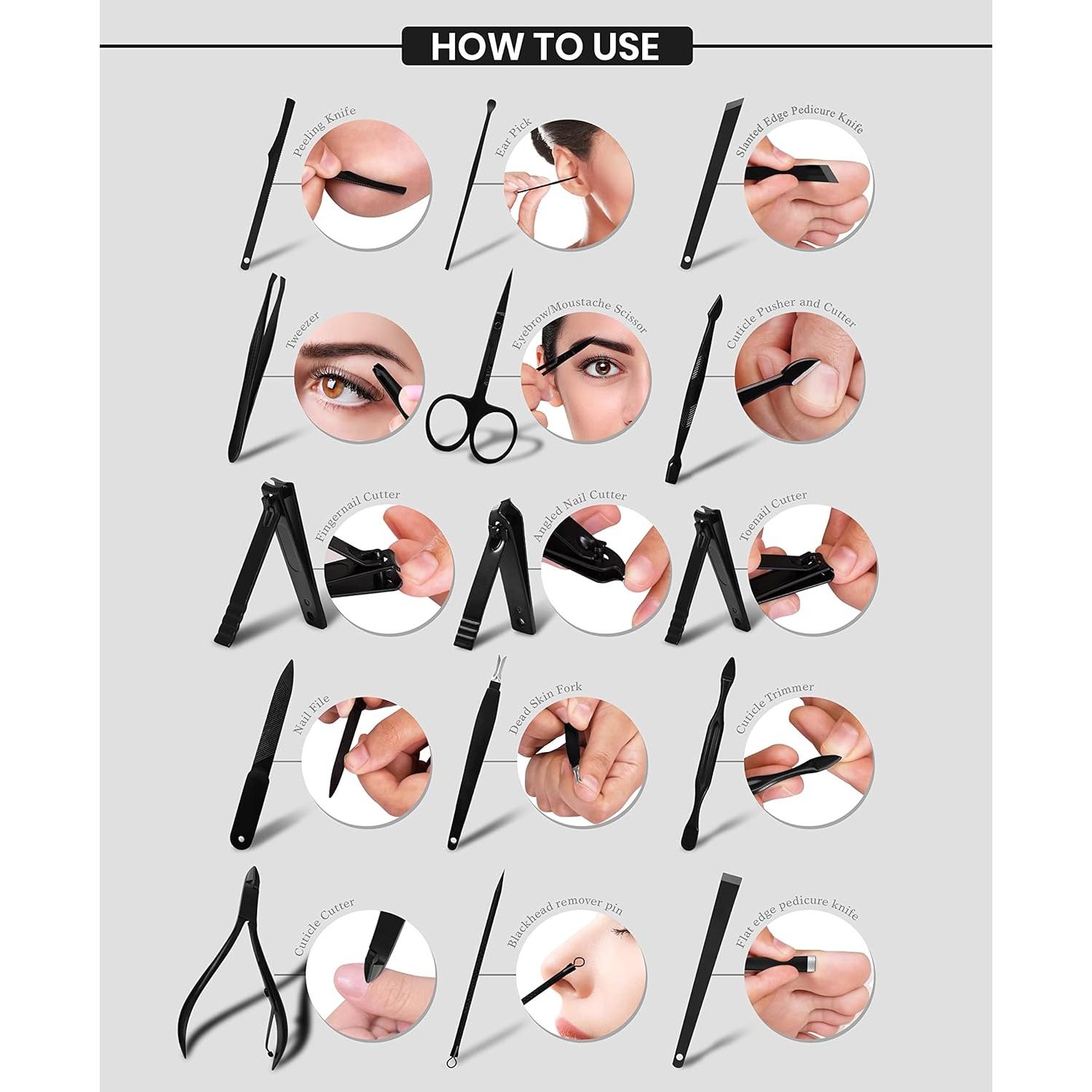 Kit de Manicura Utopia Care 15 Piezas Negro Viaje